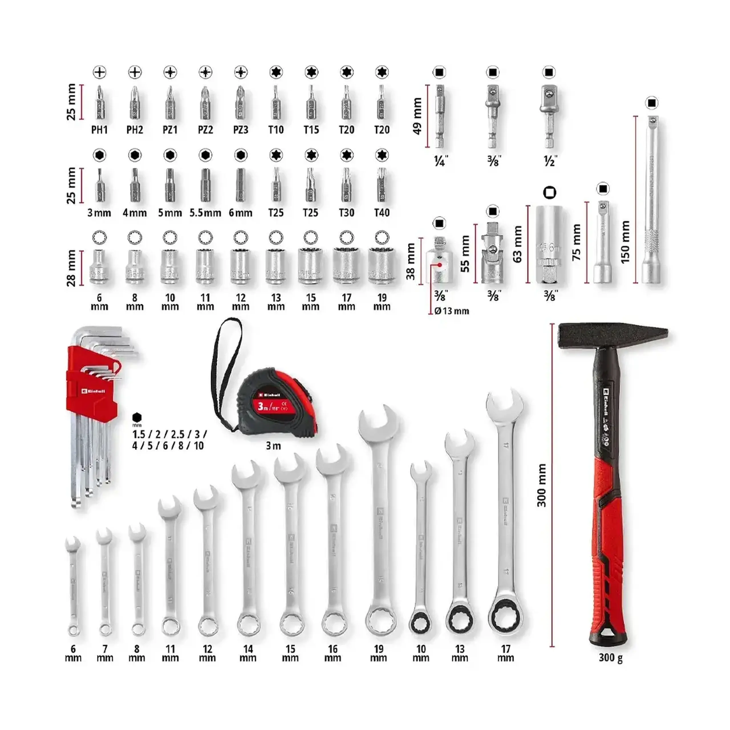 Set de scule manuale PH, PZ, SL, TX, HEX 80 buc. KWB