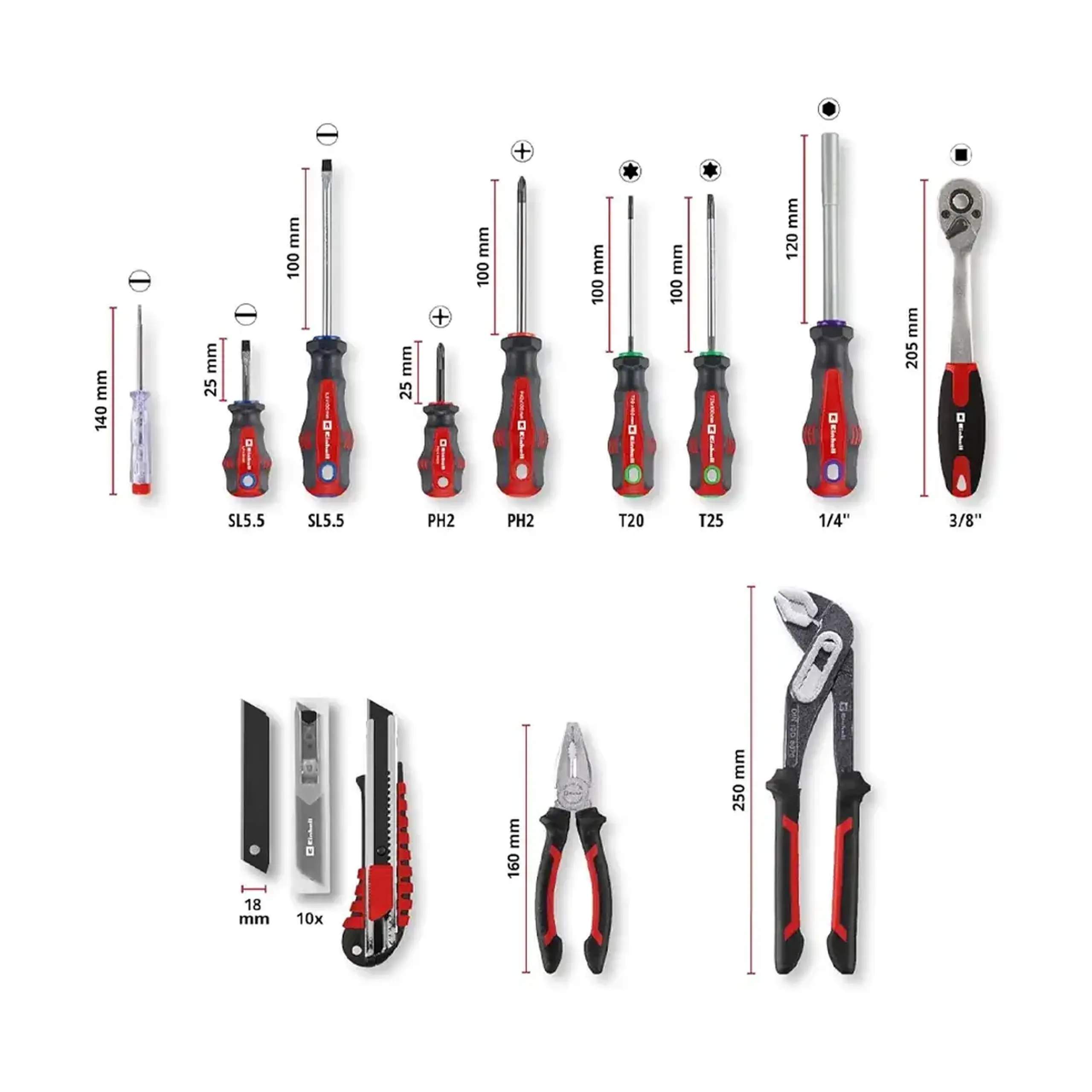 Set de scule manuale PH, PZ, SL, TX, HEX 80 buc. KWB