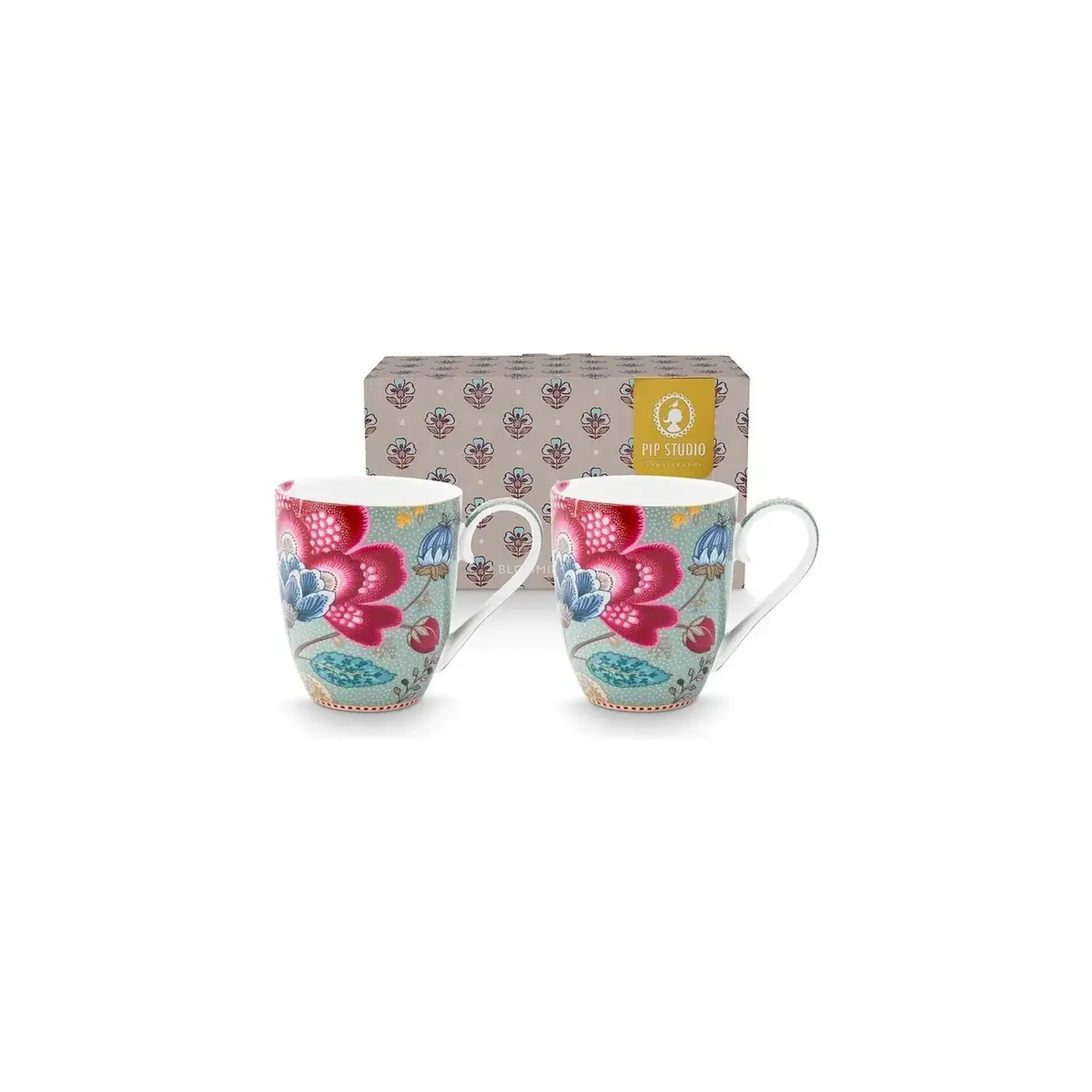 Set 2 căni Blooming Tales, porțelan, albastru, 450ml