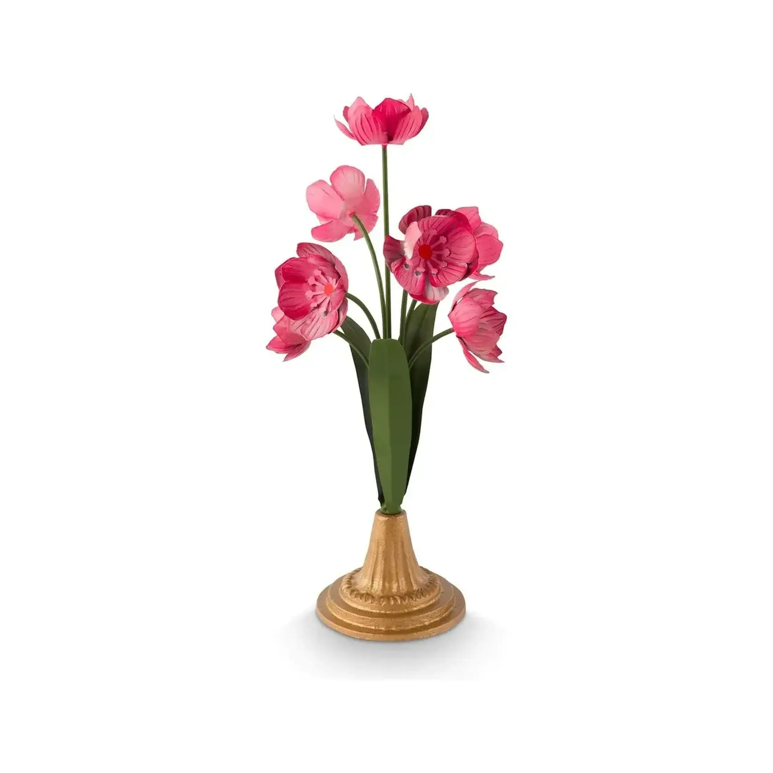 Floare decorativă metalică pe suport Deco Flower, roz, 36cm
