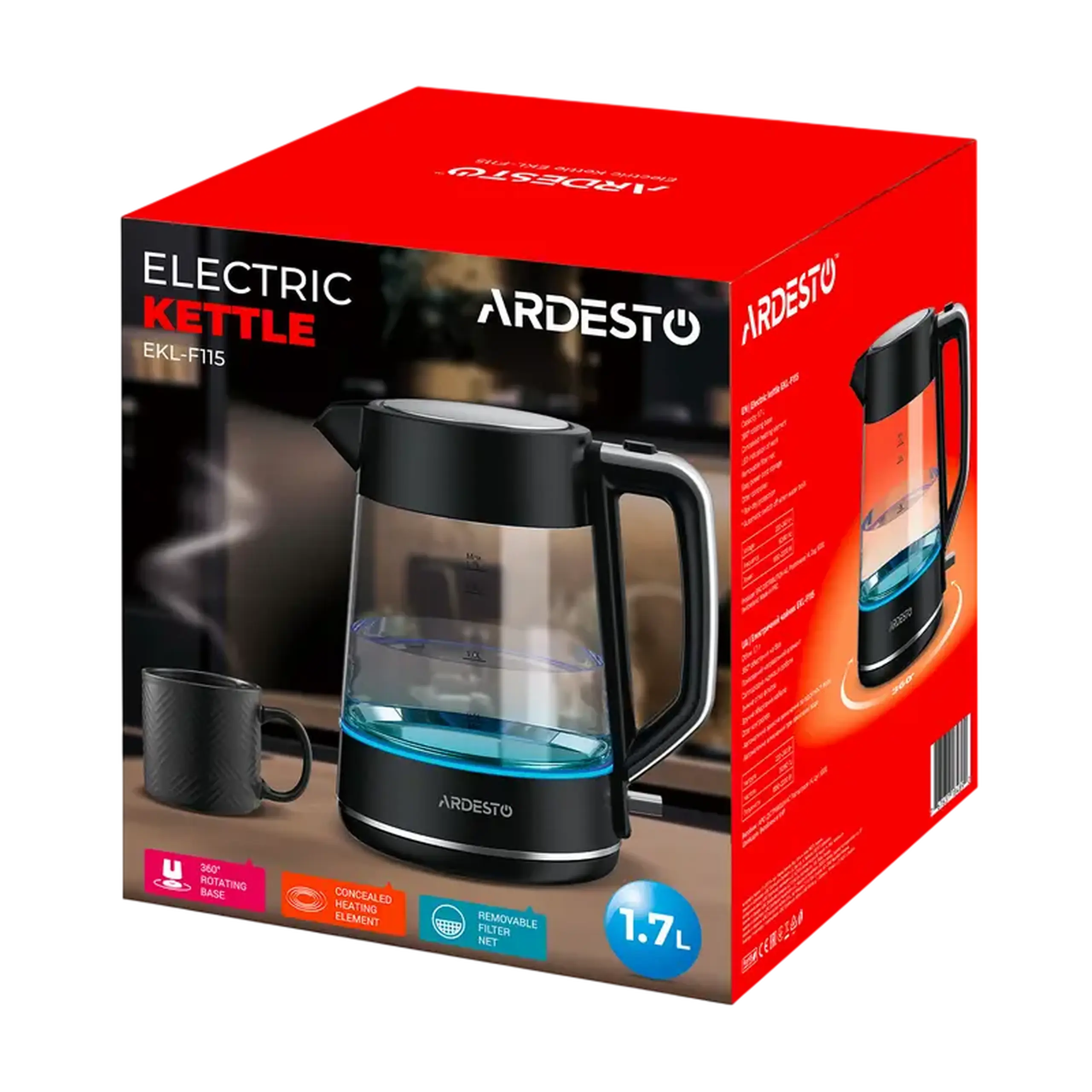 Fierbător electric Ardesto EKL-F115, Negru