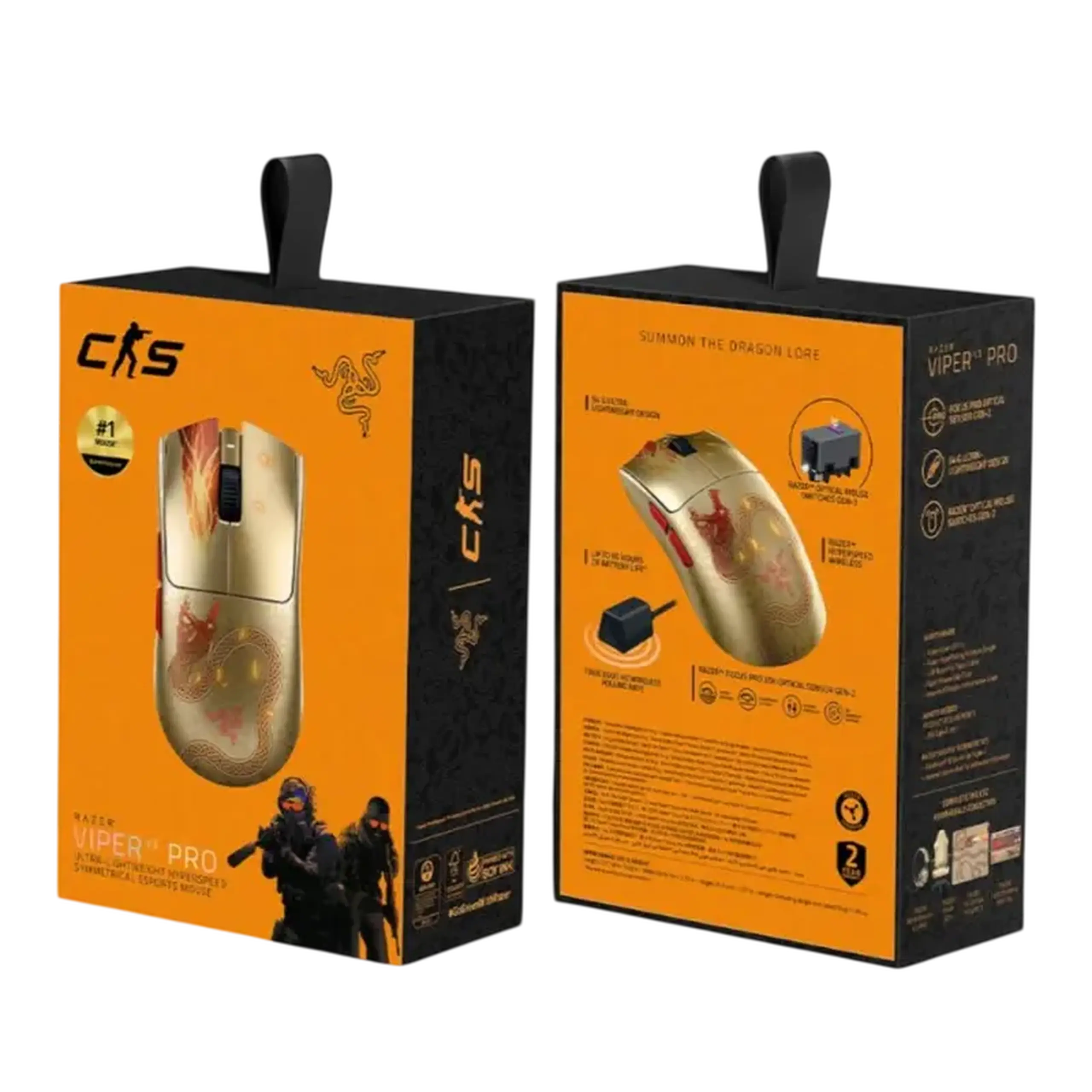 Gaming Mouse Razer Viper V3 Pro - Counter-Strike 2 Edition, Auriu