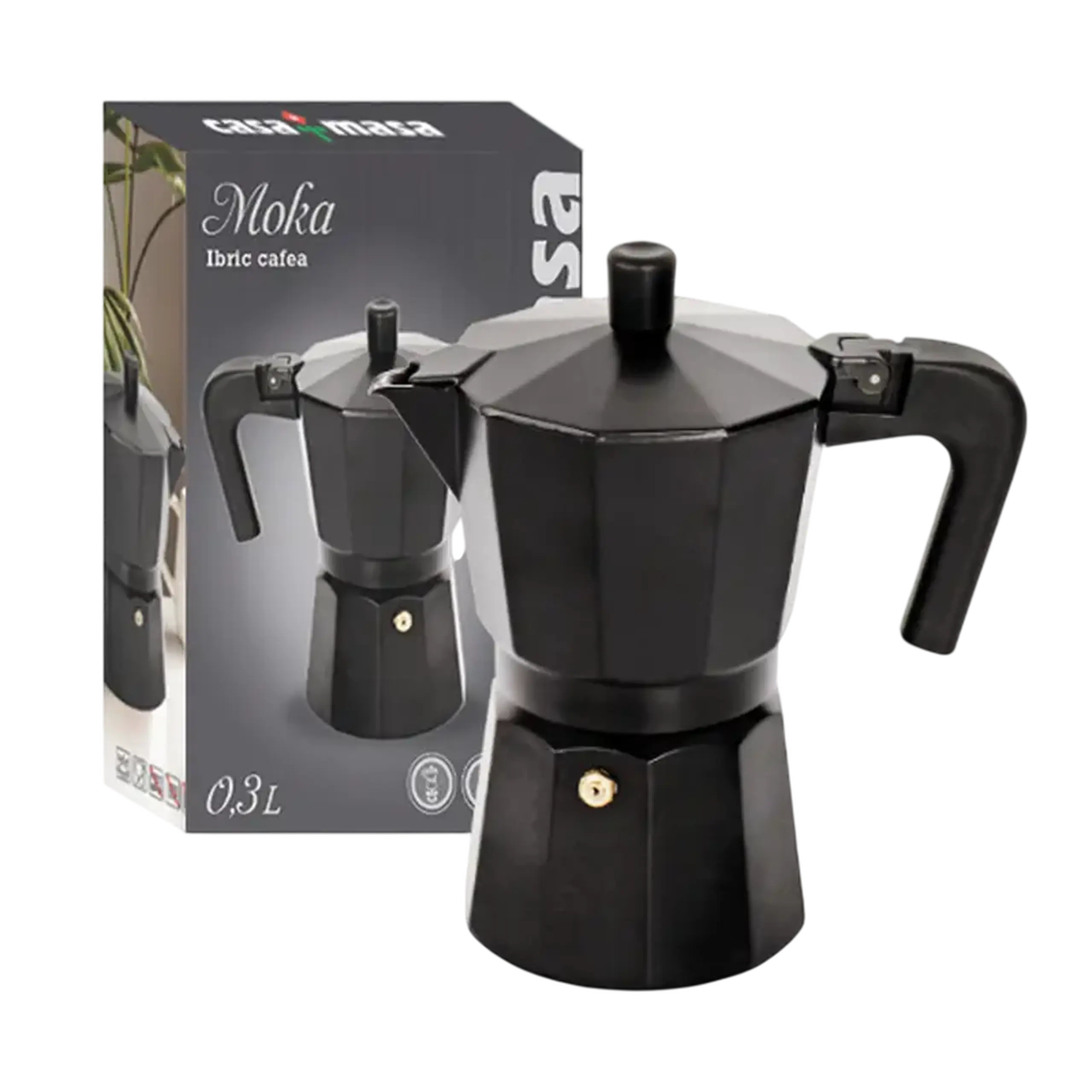 Cafetieră gheizer CasaMasa KP006/200-S-B2, Negru