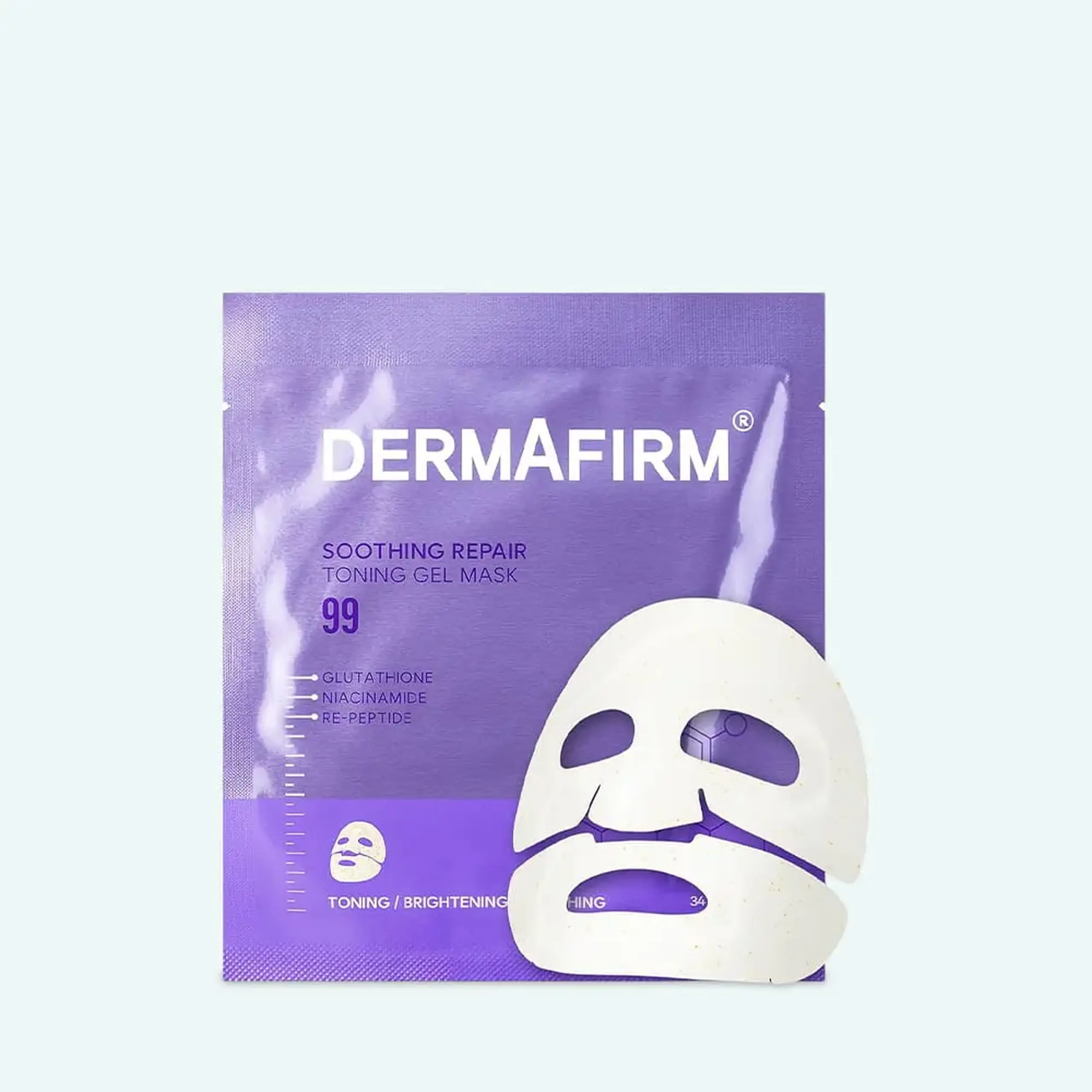 Mască hidrogel cu efect iluminator DERMAFIRM Soothing Repair Toning Gel Mask R4 34 g