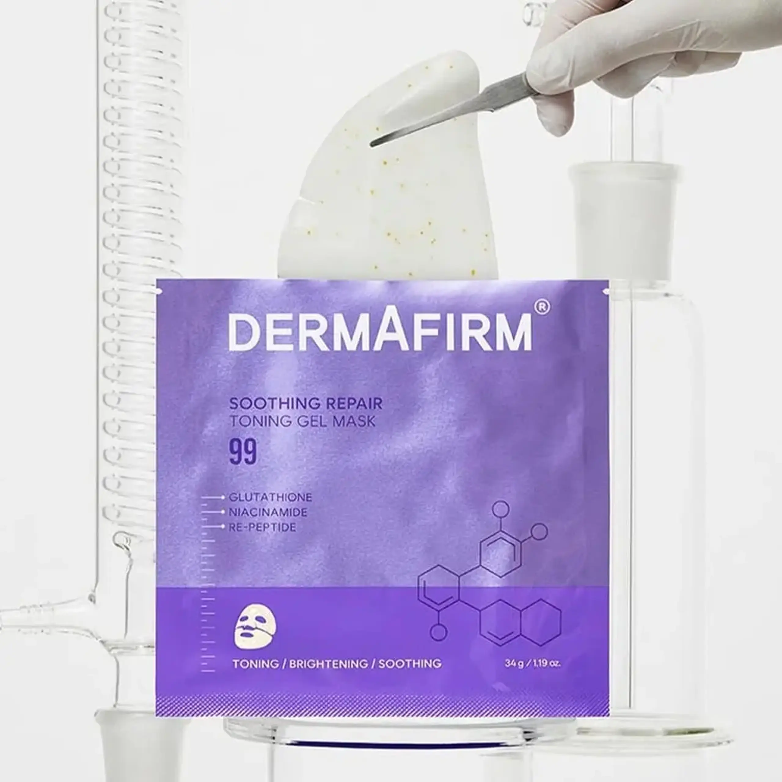 Mască hidrogel cu efect iluminator DERMAFIRM Soothing Repair Toning Gel Mask R4 34 g