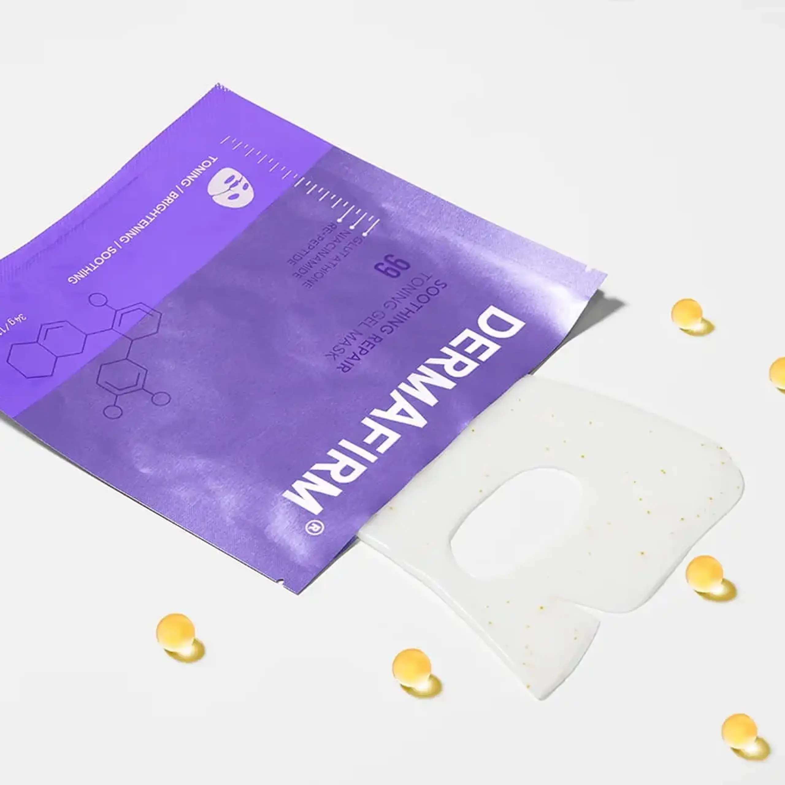 Mască hidrogel cu efect iluminator DERMAFIRM Soothing Repair Toning Gel Mask R4 34 g