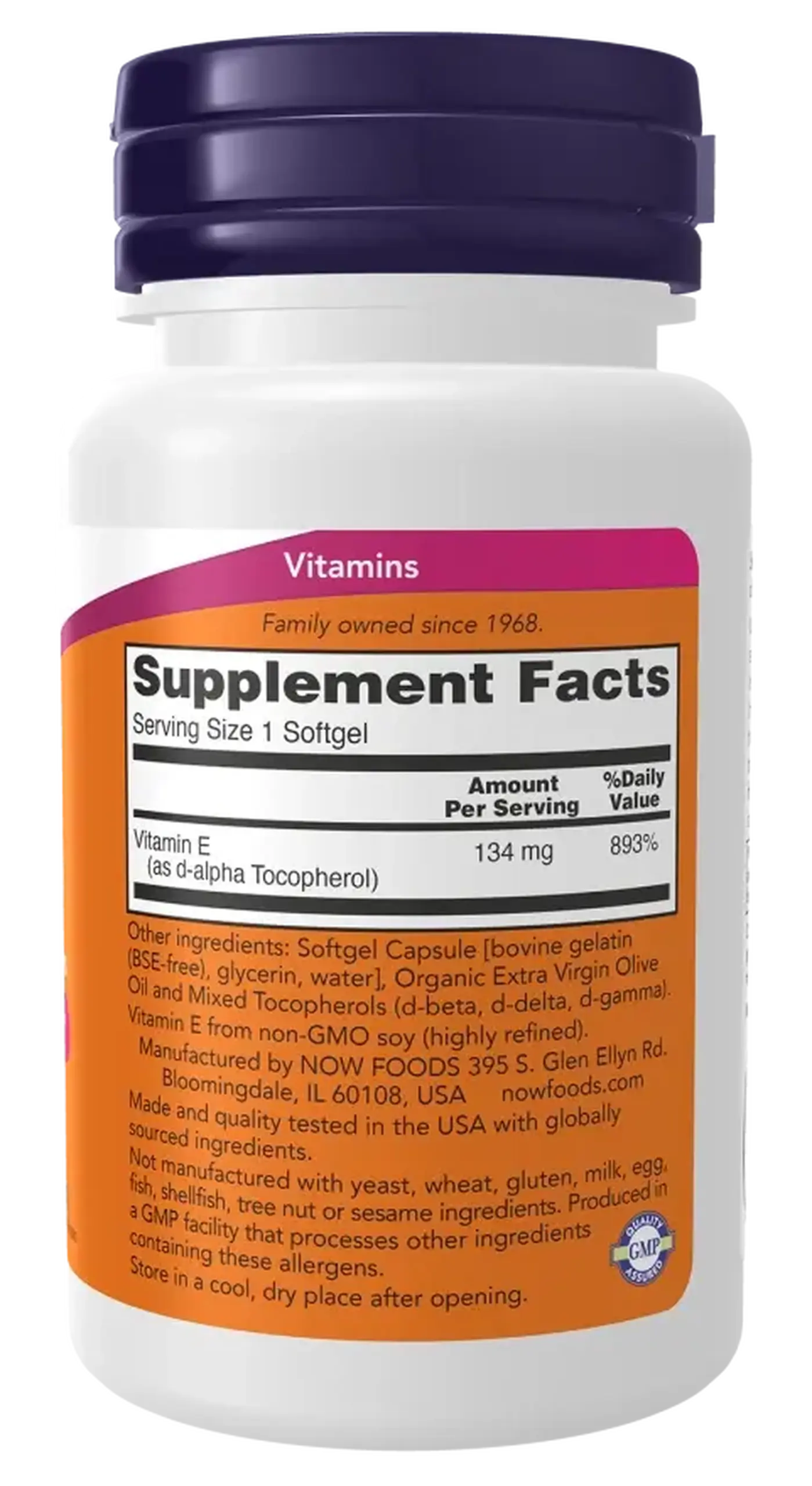 Now Foods Natural E-200 100 capsule gelatinoase