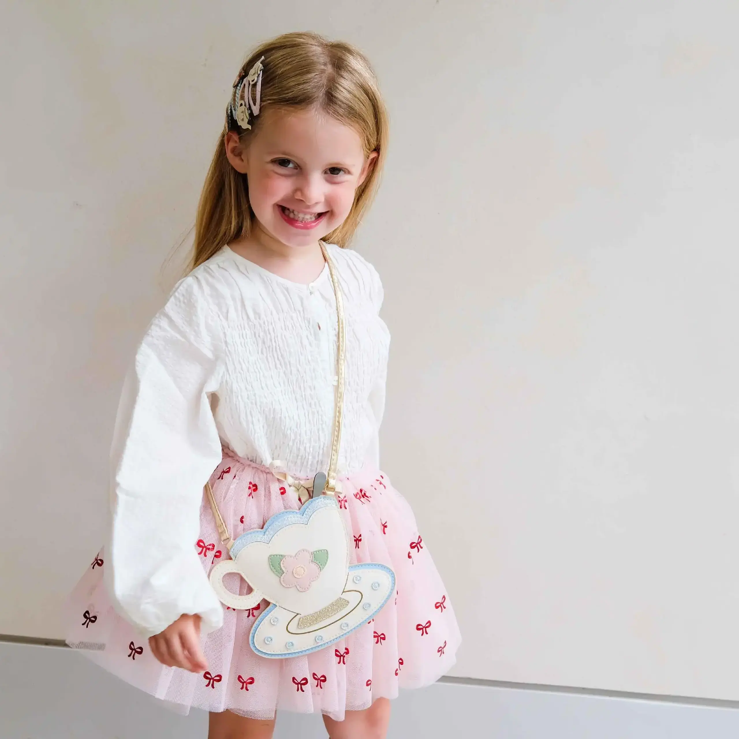 Fustiță tutu Cutesy Bow, roz cu funde — Mimi & Lula