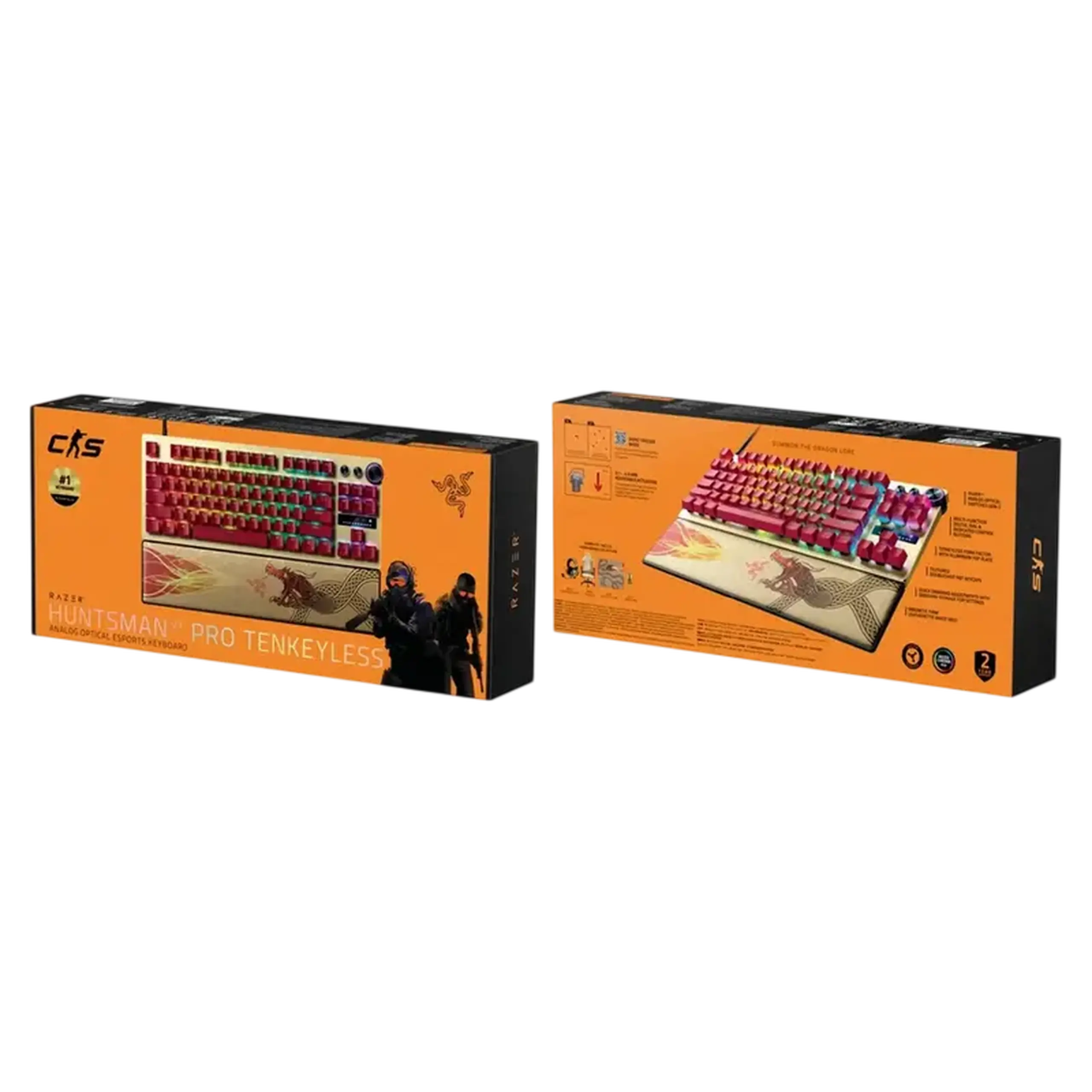 Tastatură Razer Huntsman V3 Pro TKL Counter-Strike 2, Cu fir, Auriu