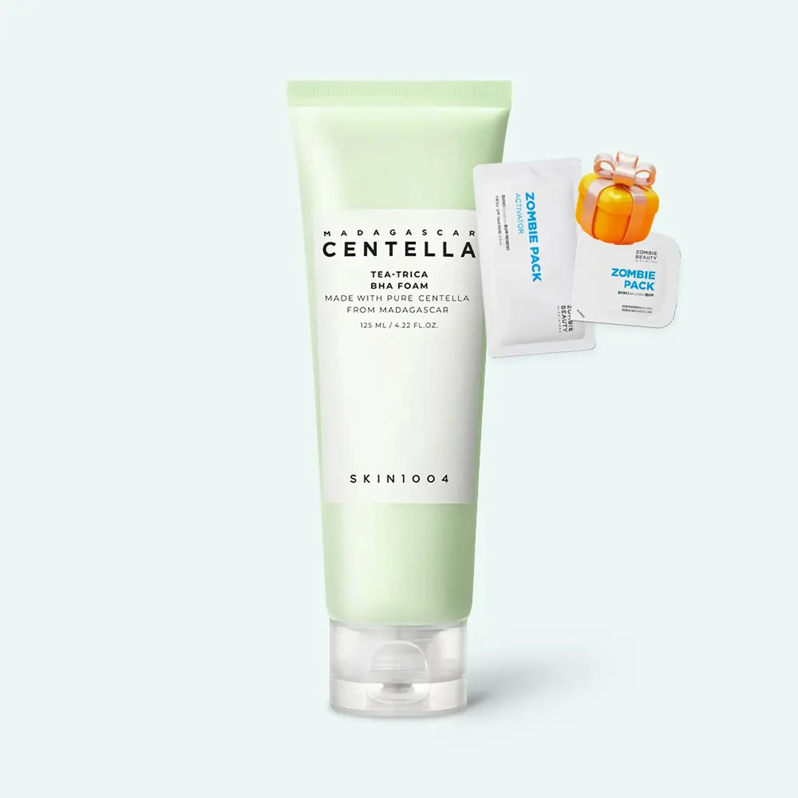 Spumă de curățare cu 0,45% acid salicilic și 0,2% ulei de arbore de ceai Skin1004 Madagascar Centella Tea-Trica BHA Foam 125ml