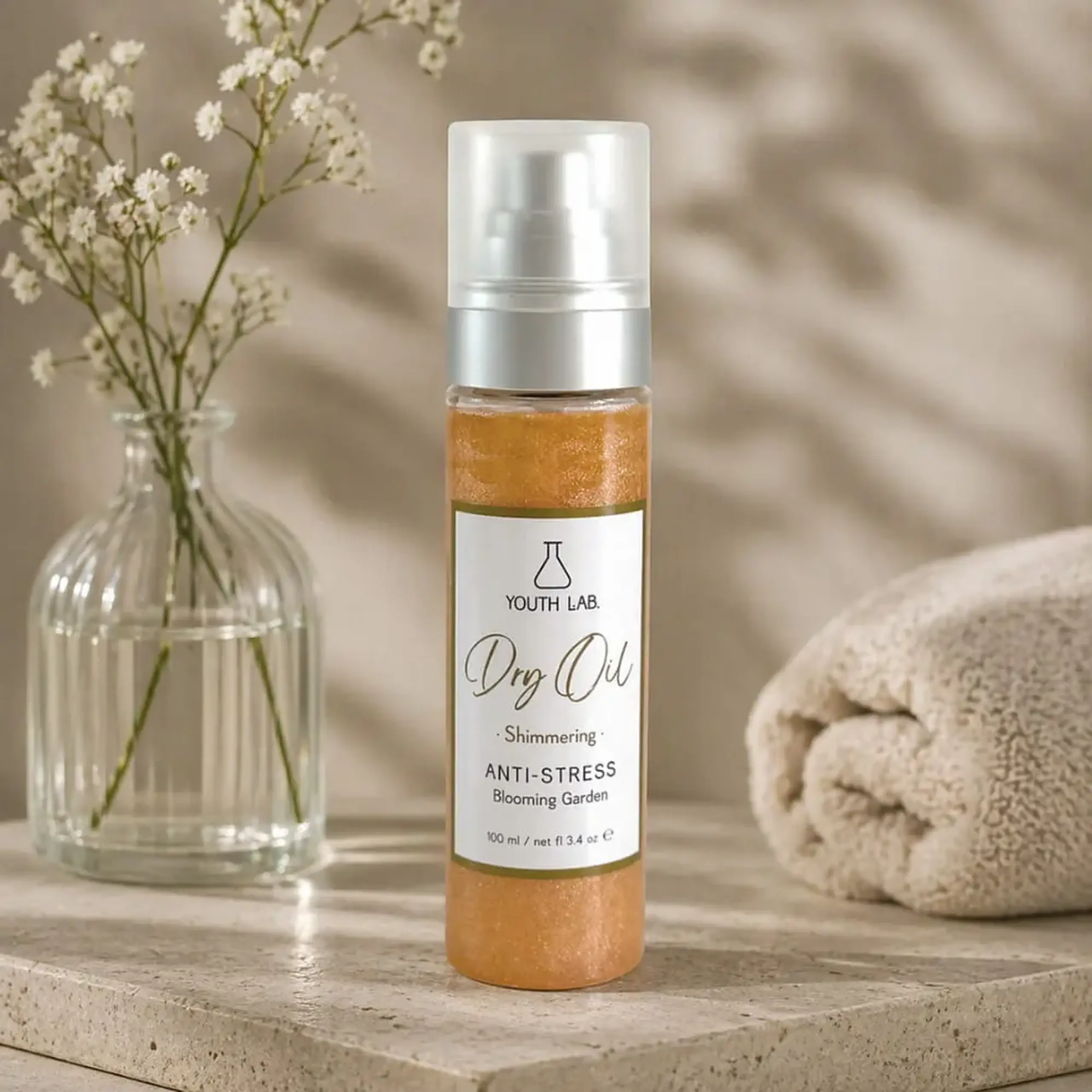 Ulei uscat pentru față și corp cu efect de strălucire Youth Lab Shimmering Dry Oil 100ml For Face, Body &amp; Hair