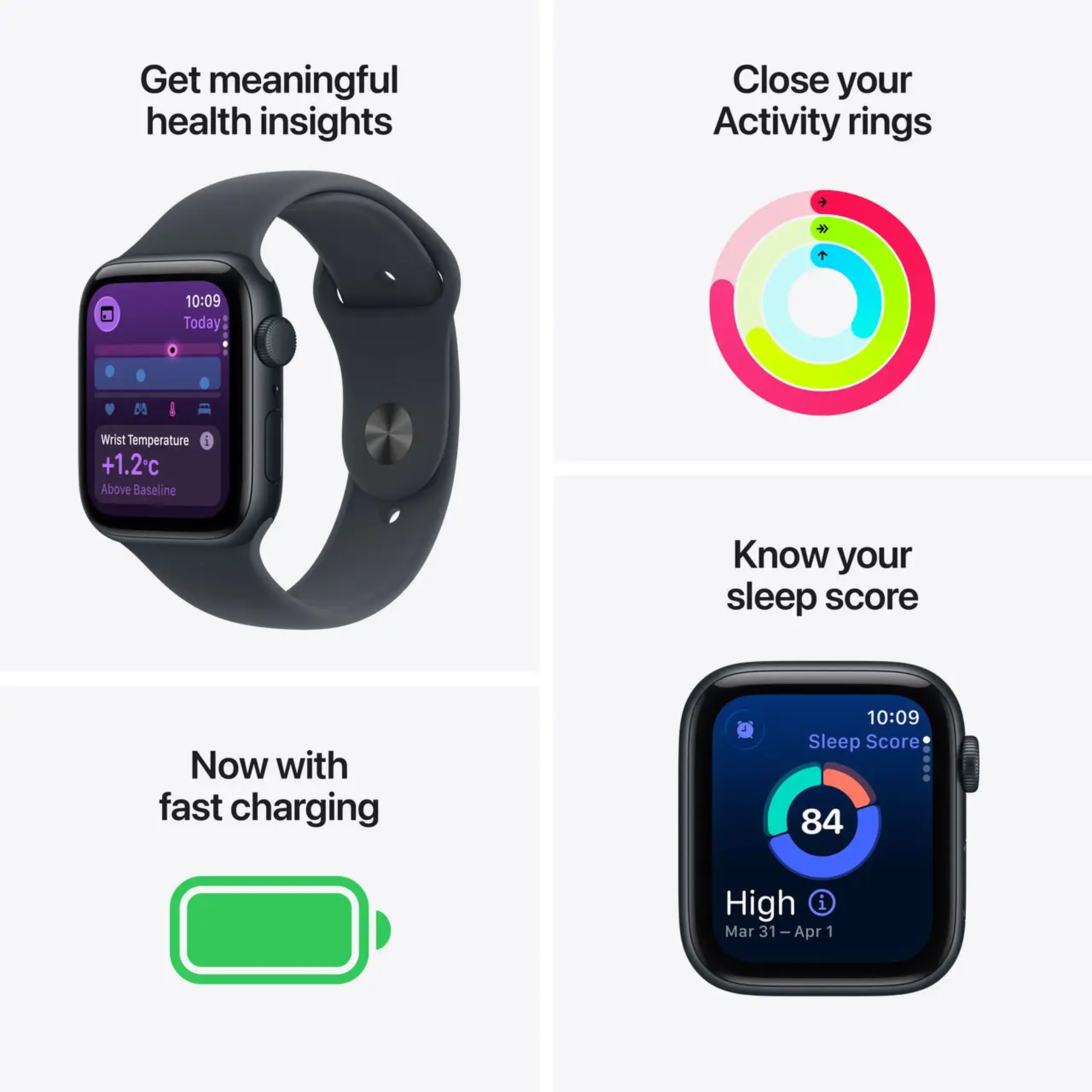 Ceas inteligent Apple Watch SE 3 GPS 44mm Midnight Aluminium Case with Midnight Sport Band - M/L MEHQ4