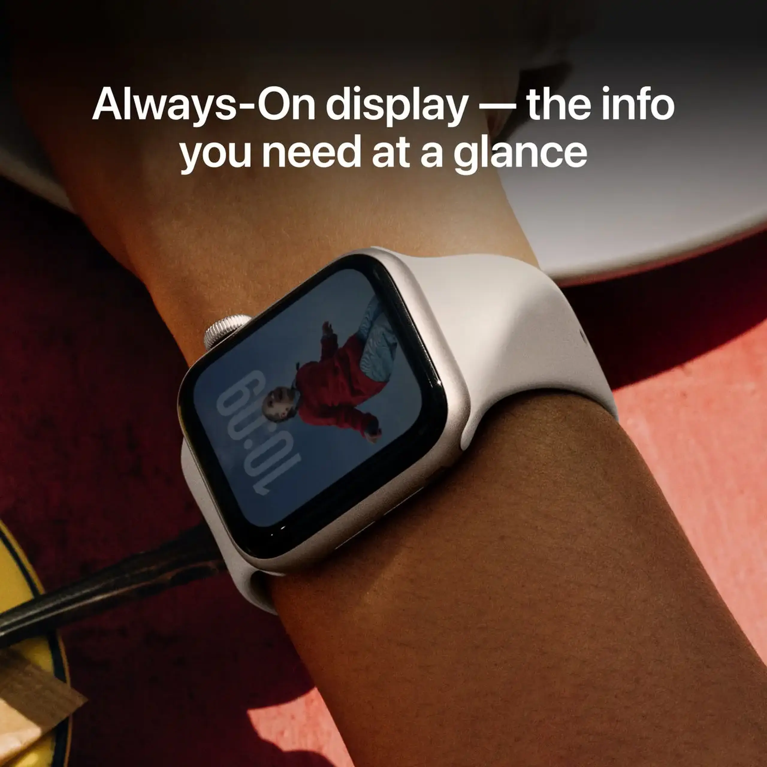 Ceas inteligent Apple Watch SE 3 GPS 44mm Starlight Aluminium Case with Starlight Sport Band - M/L MEHJ4