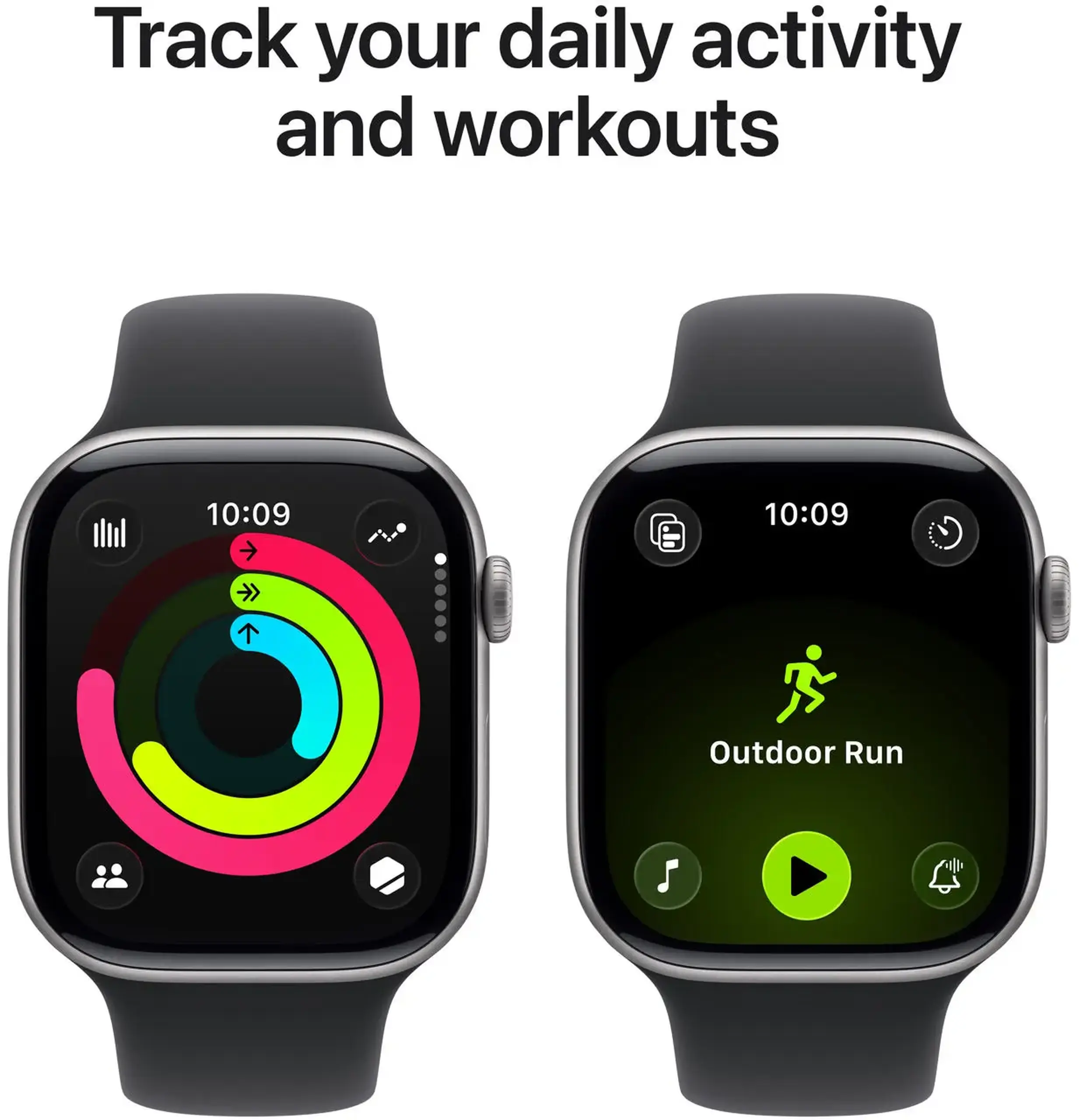 Ceas inteligent Apple Watch Series 11 GPS 42mm Space Grey Aluminium Case with Black Sport Band - M/L MEQX4ET/A