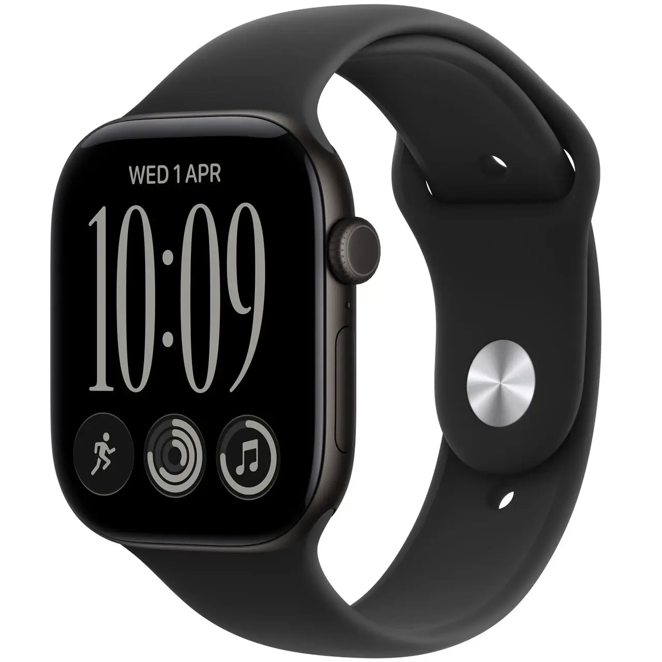 Ceas inteligent Apple Watch Series 12 GPS 42mm Black Aluminium Case with Black Sport Band S/M MJEA4