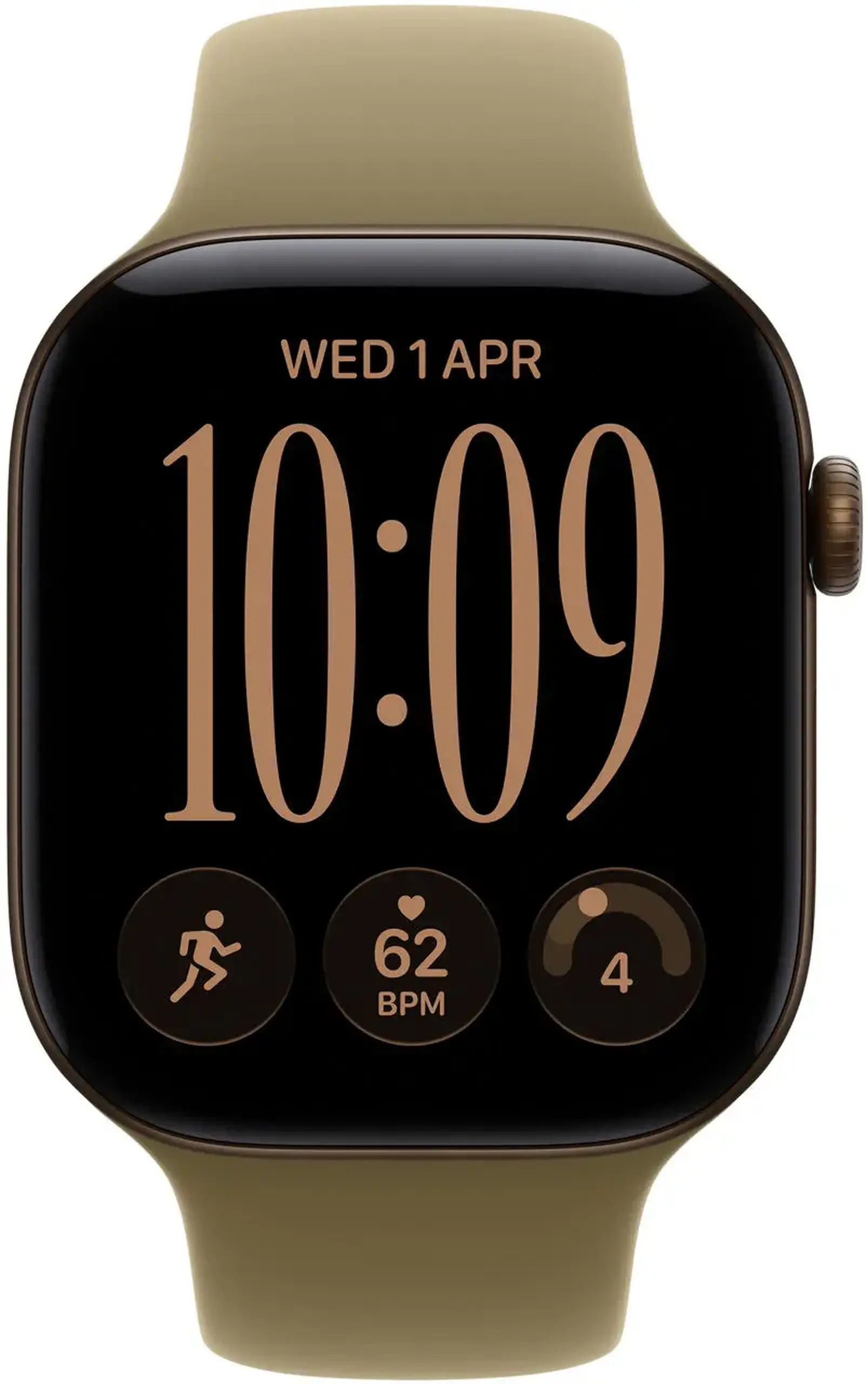 Ceas inteligent Apple Watch Series 12 GPS 42mm Dark Bronze Aluminium Case with Olive Sport Band S/M MJEF4