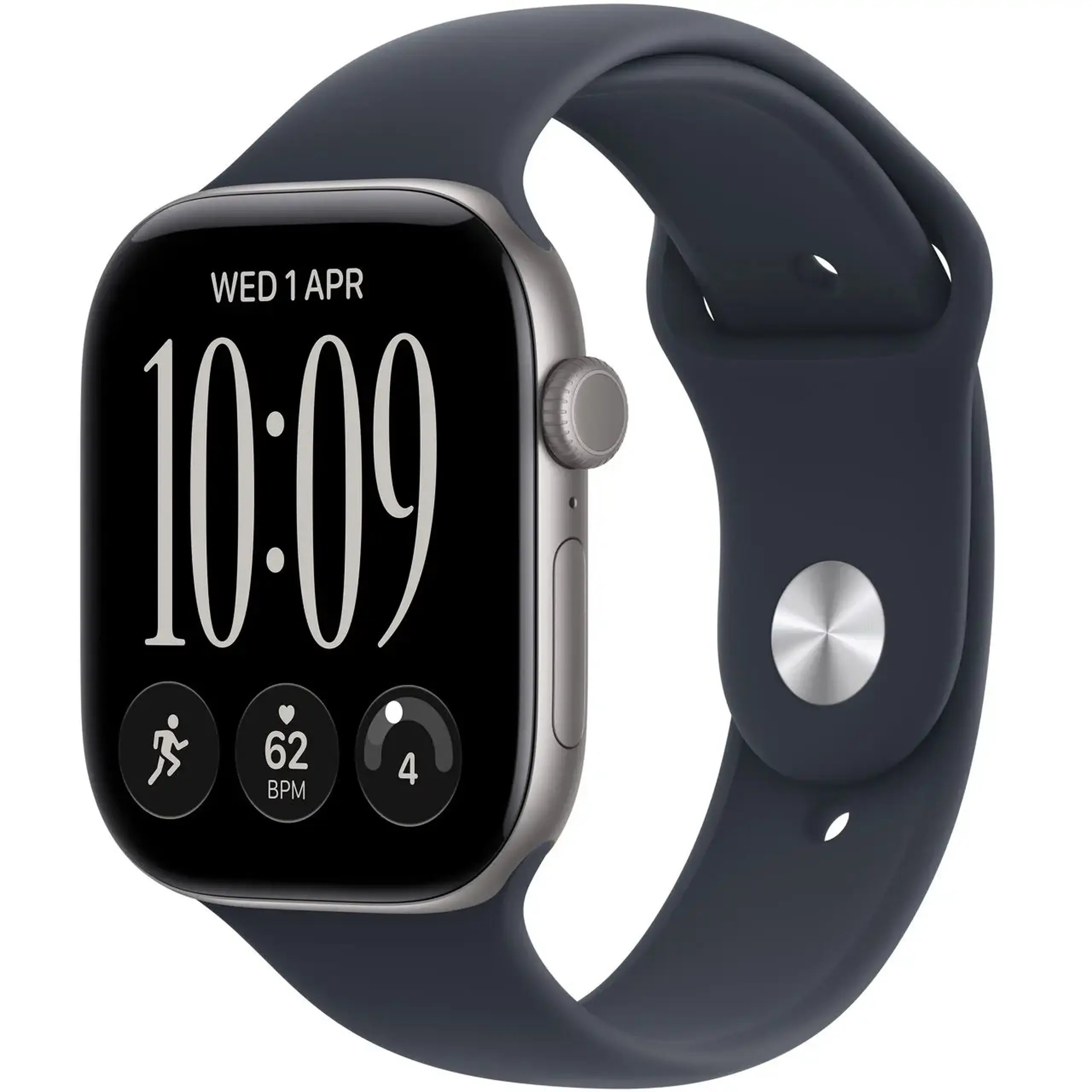 Ceas inteligent Apple Watch Series 12 GPS 42mm Space Grey Aluminium Case with Navy Blue Sport Band S/M MJE74