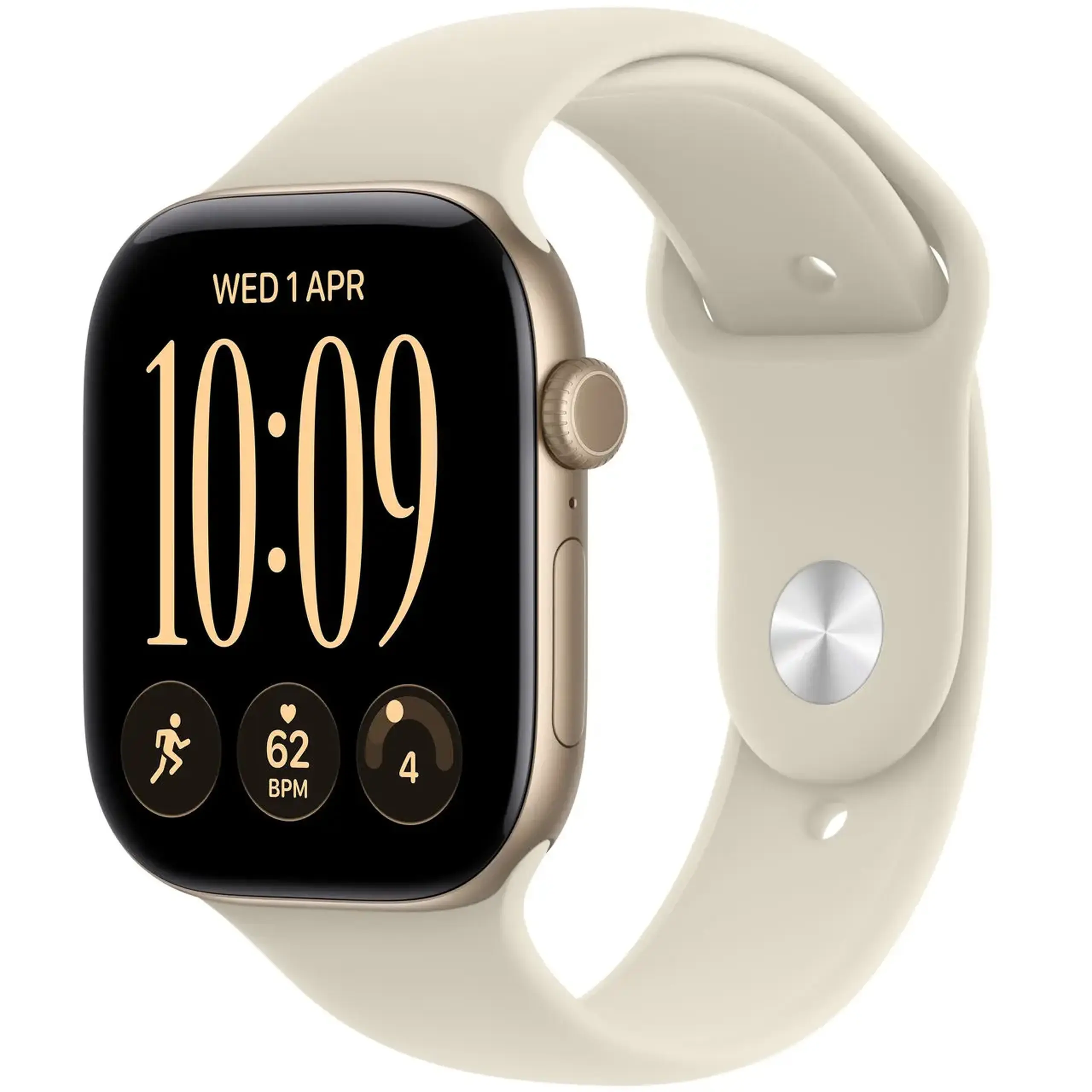 Ceas inteligent Apple Watch Series 12 GPS 42mm Light Gold Aluminium Case with Sand Sport Band S/M MJED4