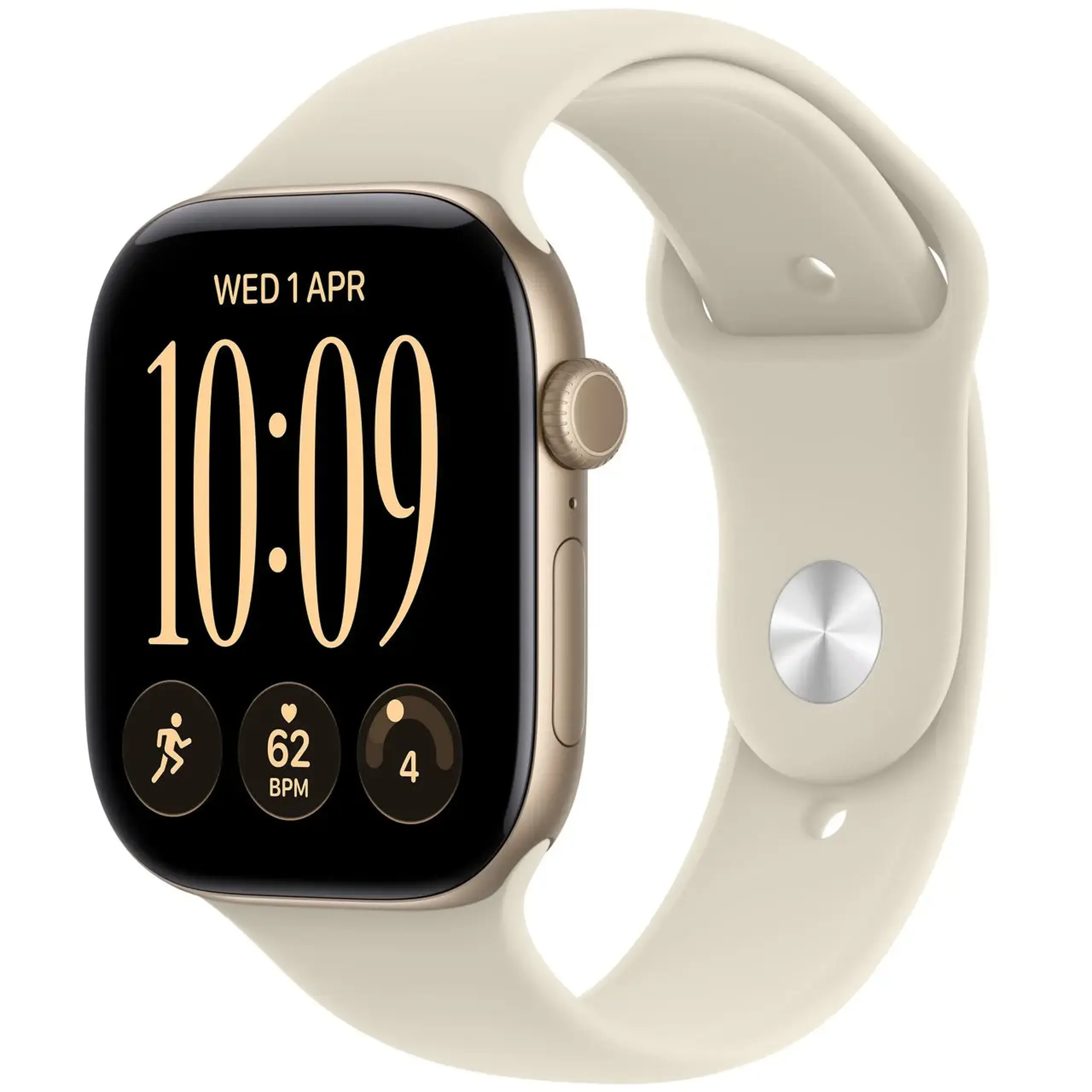 Ceas inteligent Apple Watch Series 12 GPS 46mm Light Gold Aluminium Case with Sand Sport Band S/M MJEN4