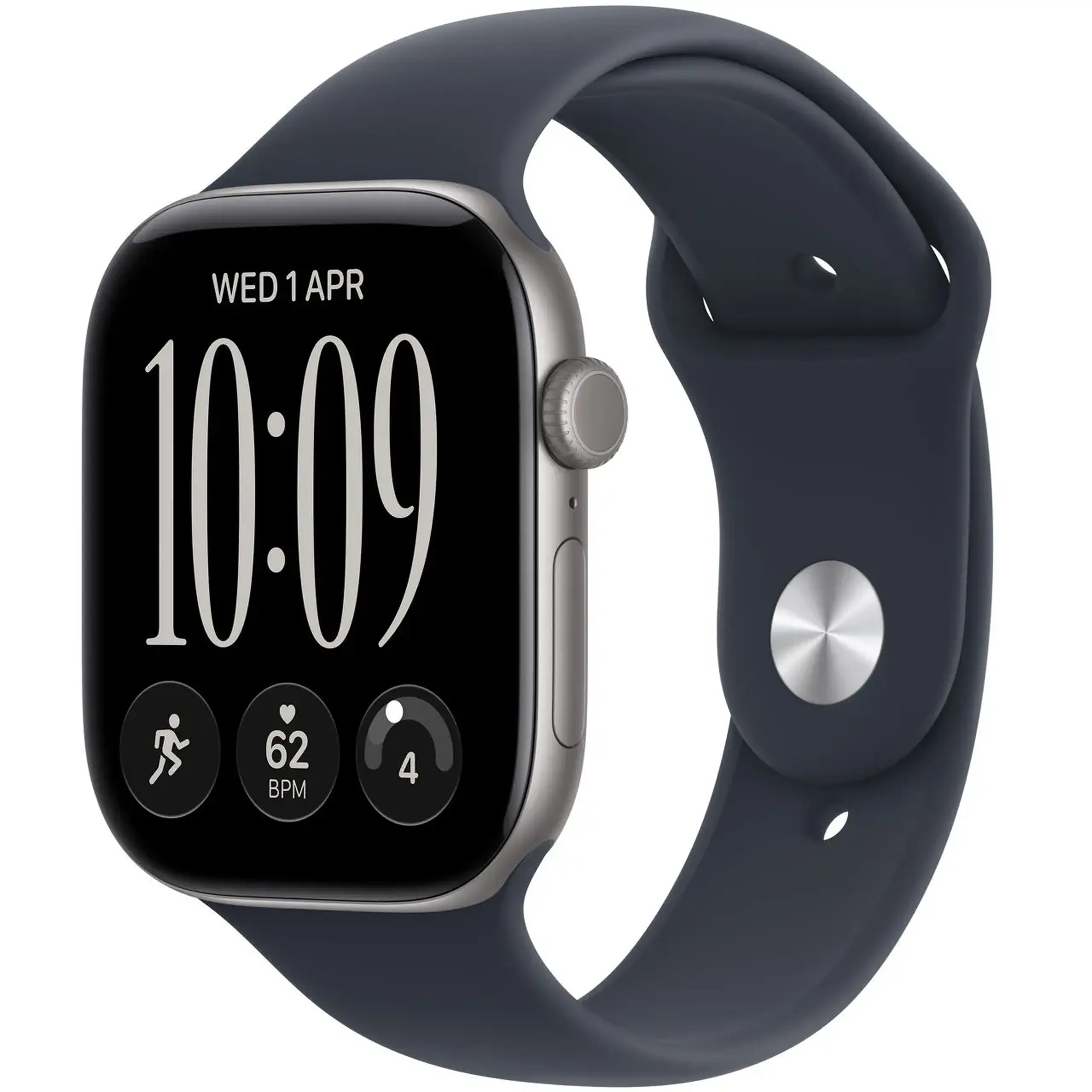 Ceas inteligent Apple Watch Series 12 GPS 46mm Space Grey Aluminium Case with Navy Blue Sport Band S/M MJEH4
