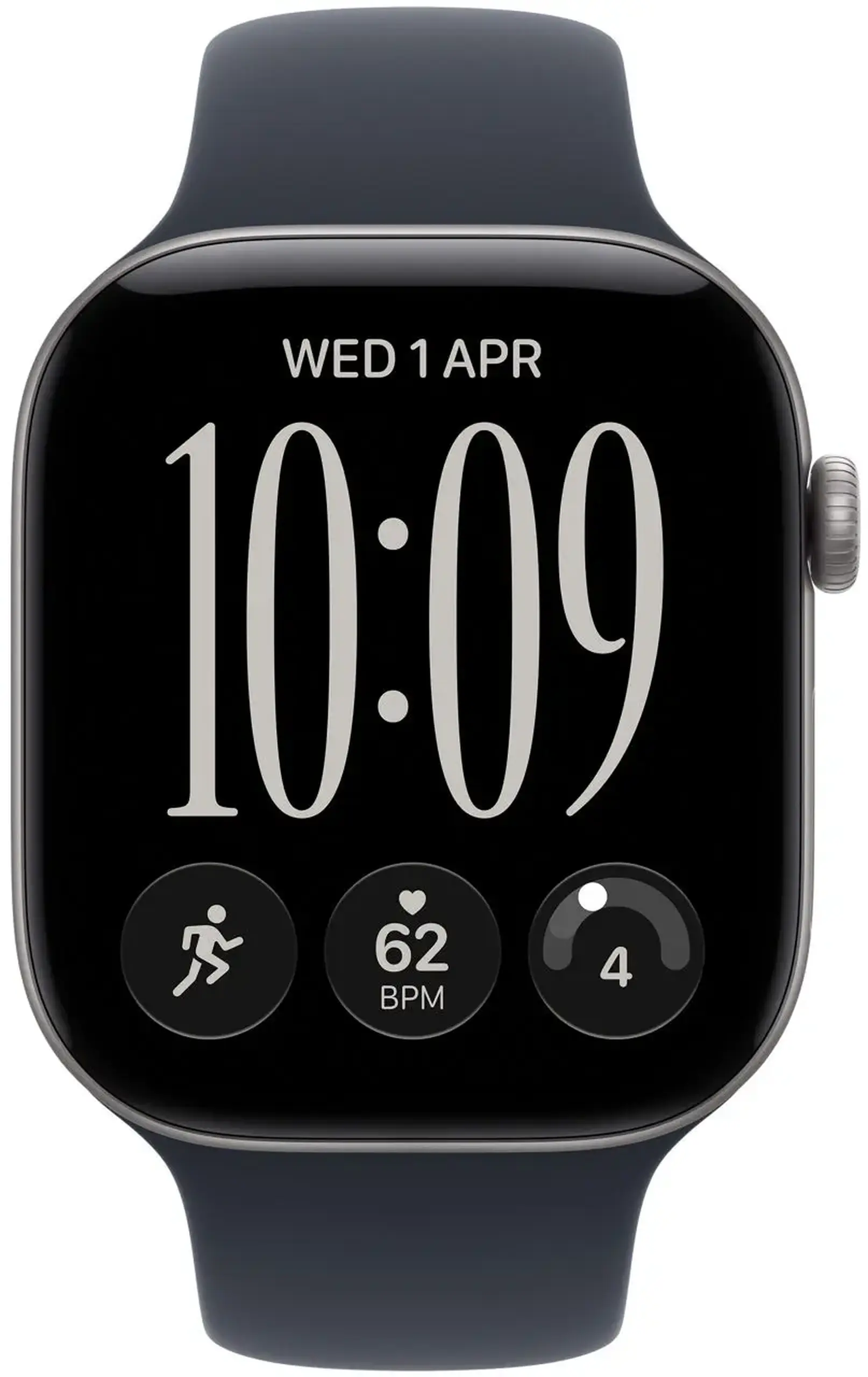Ceas inteligent Apple Watch Series 12 GPS 46mm Space Grey Aluminium Case with Navy Blue Sport Band S/M MJEH4