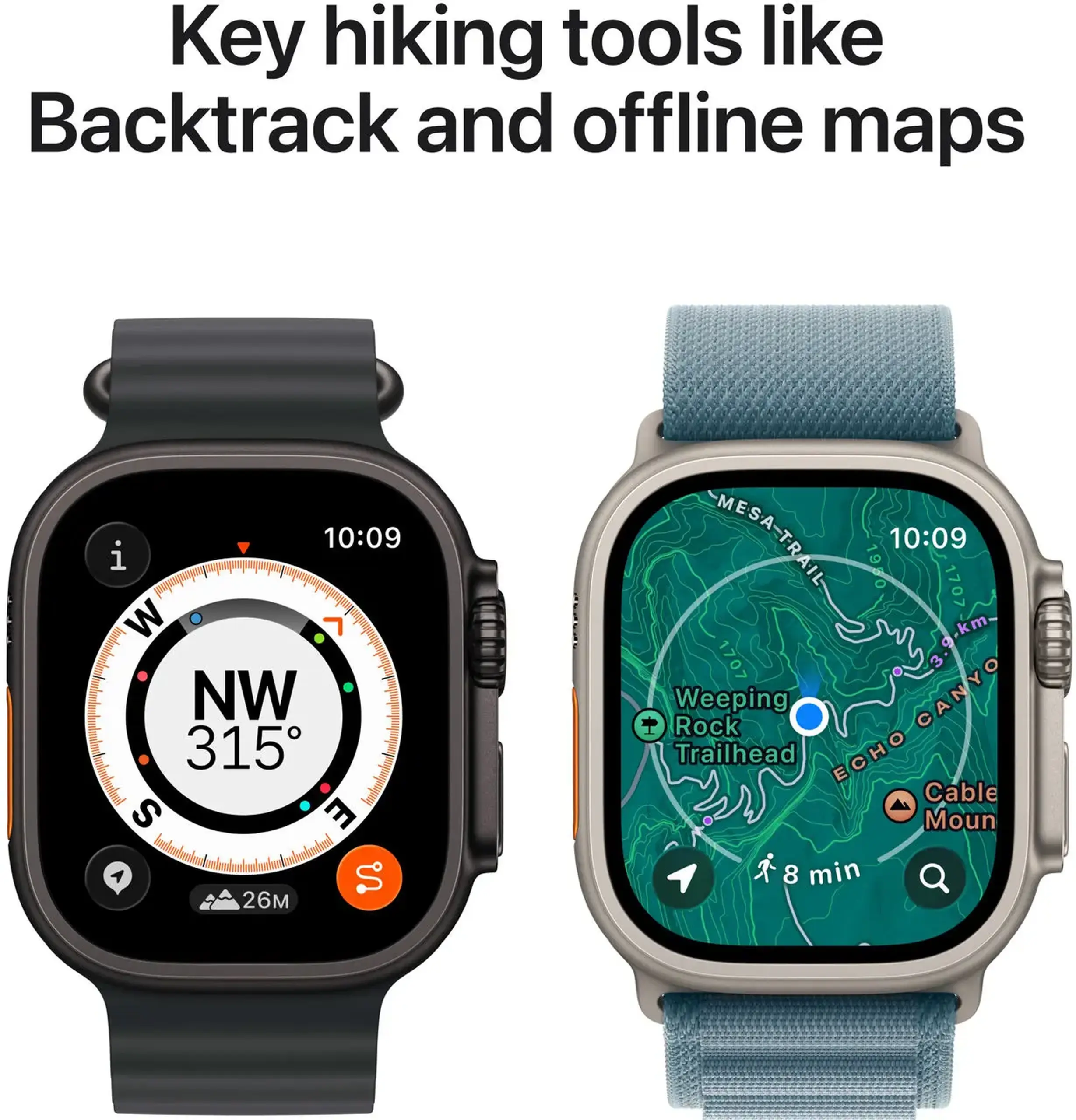 Ceas inteligent Apple Watch Ultra 3 GPS + Cellular 49mm Black Titanium Case with Black/Charcoal Trail Loop - M/L MF1H4QI/A