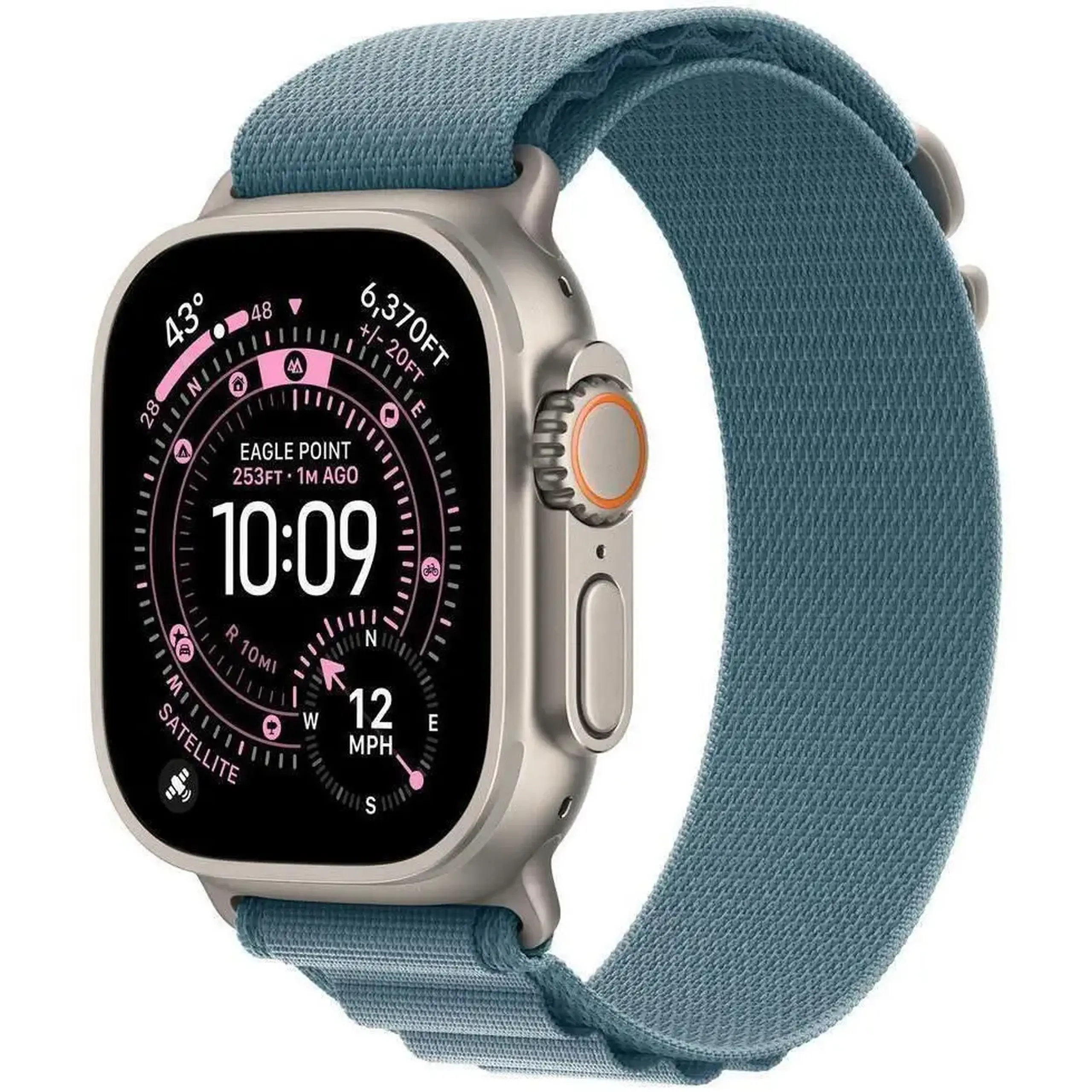 Ceas inteligent Apple Watch Ultra 3 GPS + Cellular 49mm Natural Titanium Case with Light Blue Alpine Loop - Large MEWP4QI/A