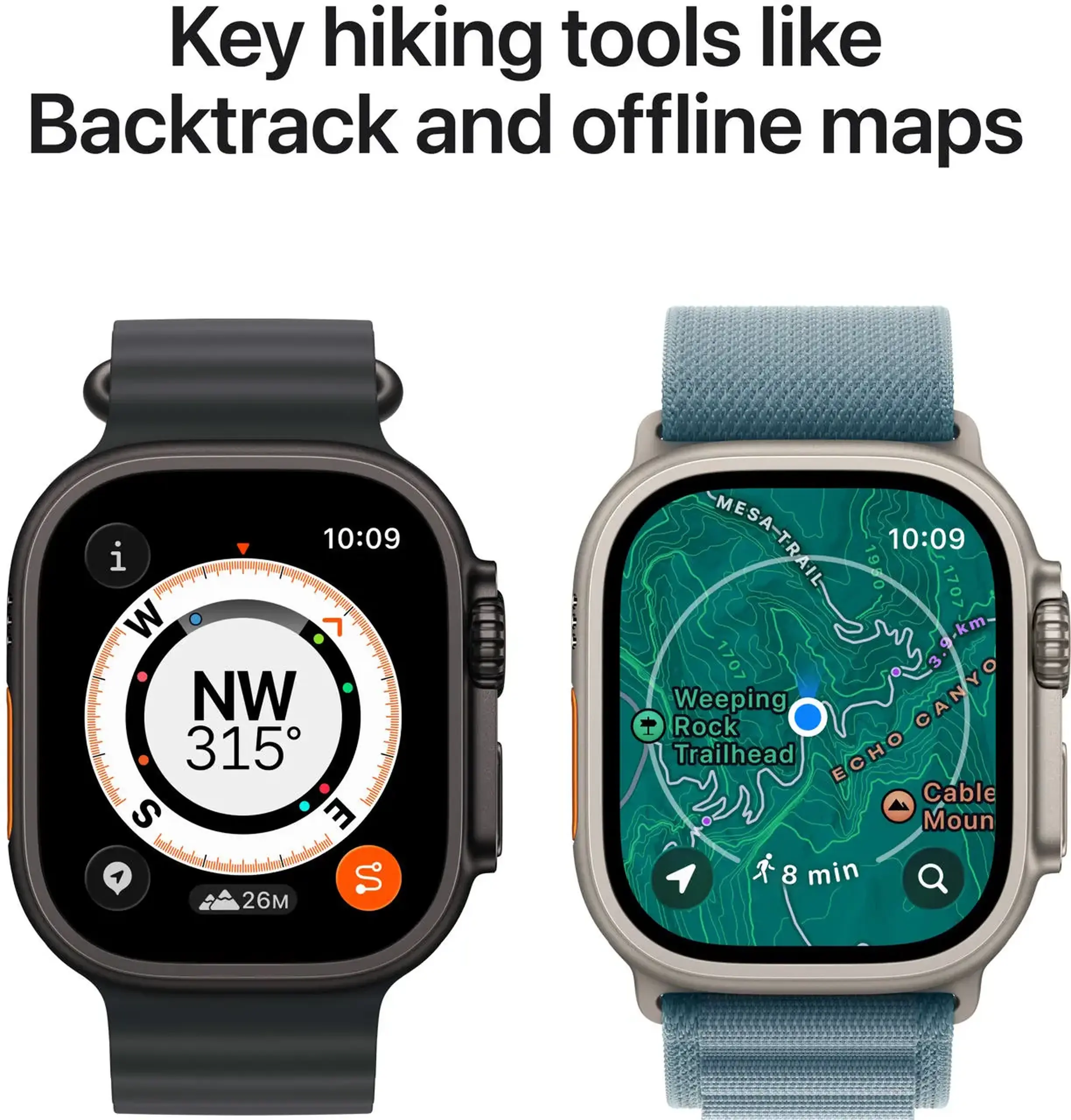 Ceas inteligent Apple Watch Ultra 3 GPS + Cellular 49mm Natural Titanium Case with Light Blue Alpine Loop - Large MEWP4QI/A