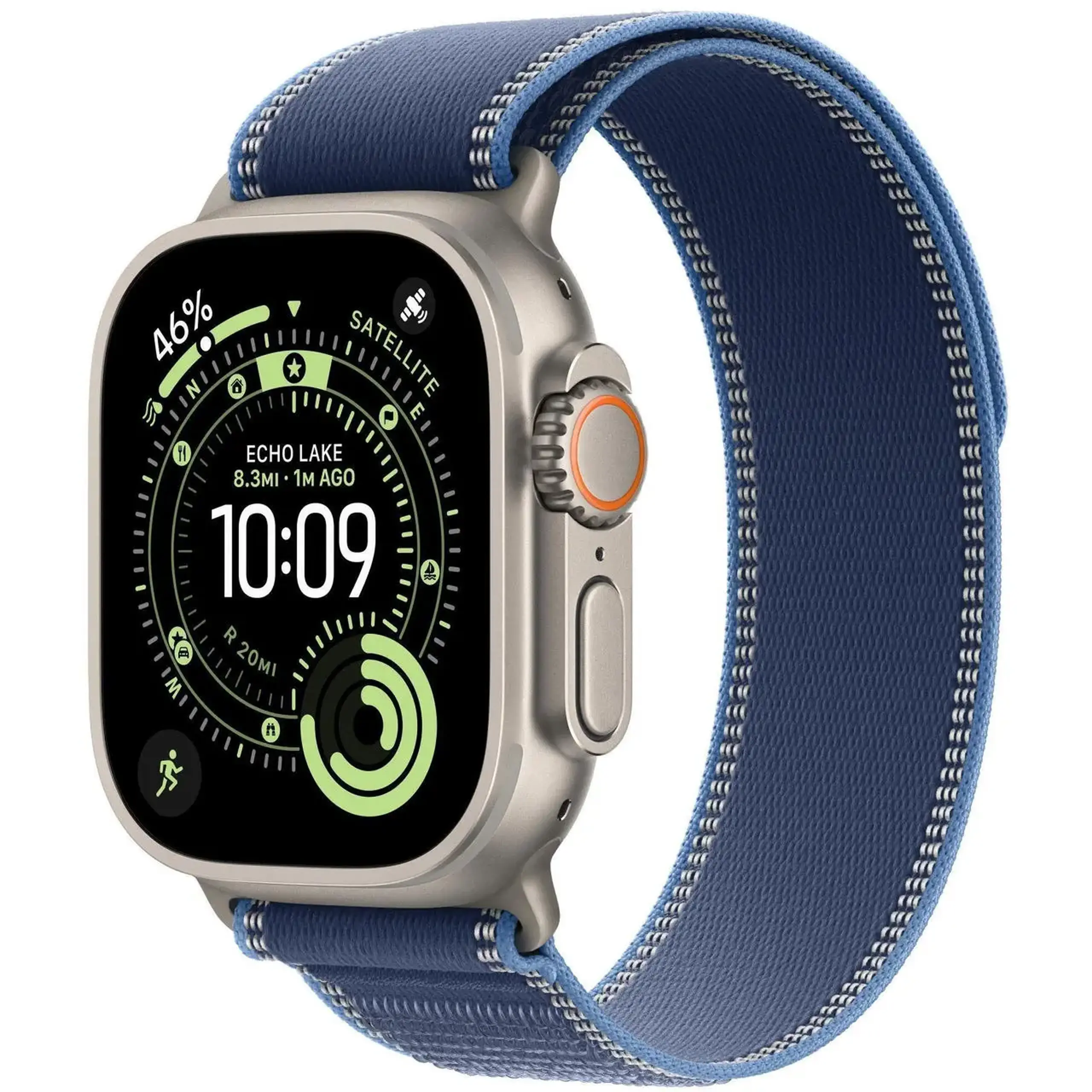 Ceas inteligent Apple Watch Ultra 3 GPS + Cellular 49mm Natural Titanium Case with Blue/Bright Blue Trail Loop - M/L MEWU4QI/A