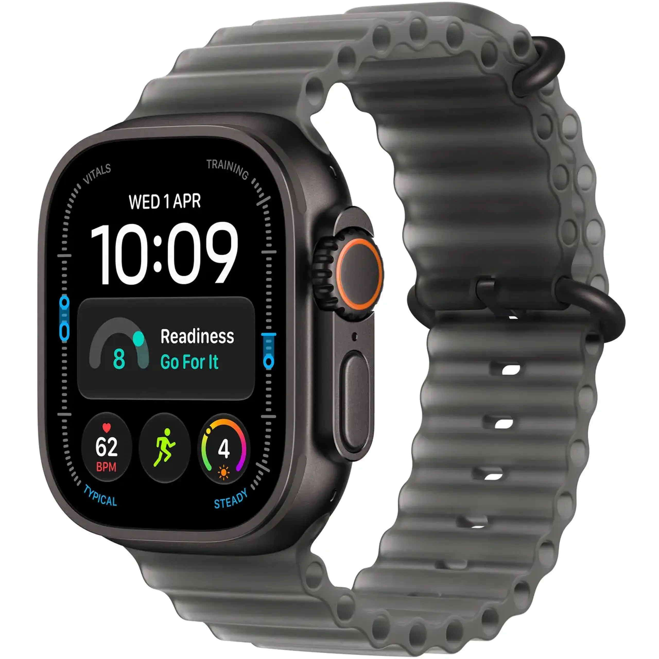 Ceas inteligent Apple Watch Ultra 4 GPS Cellular 49mm Black Titanium Case with Translucent Black Ocean Band MJAY4