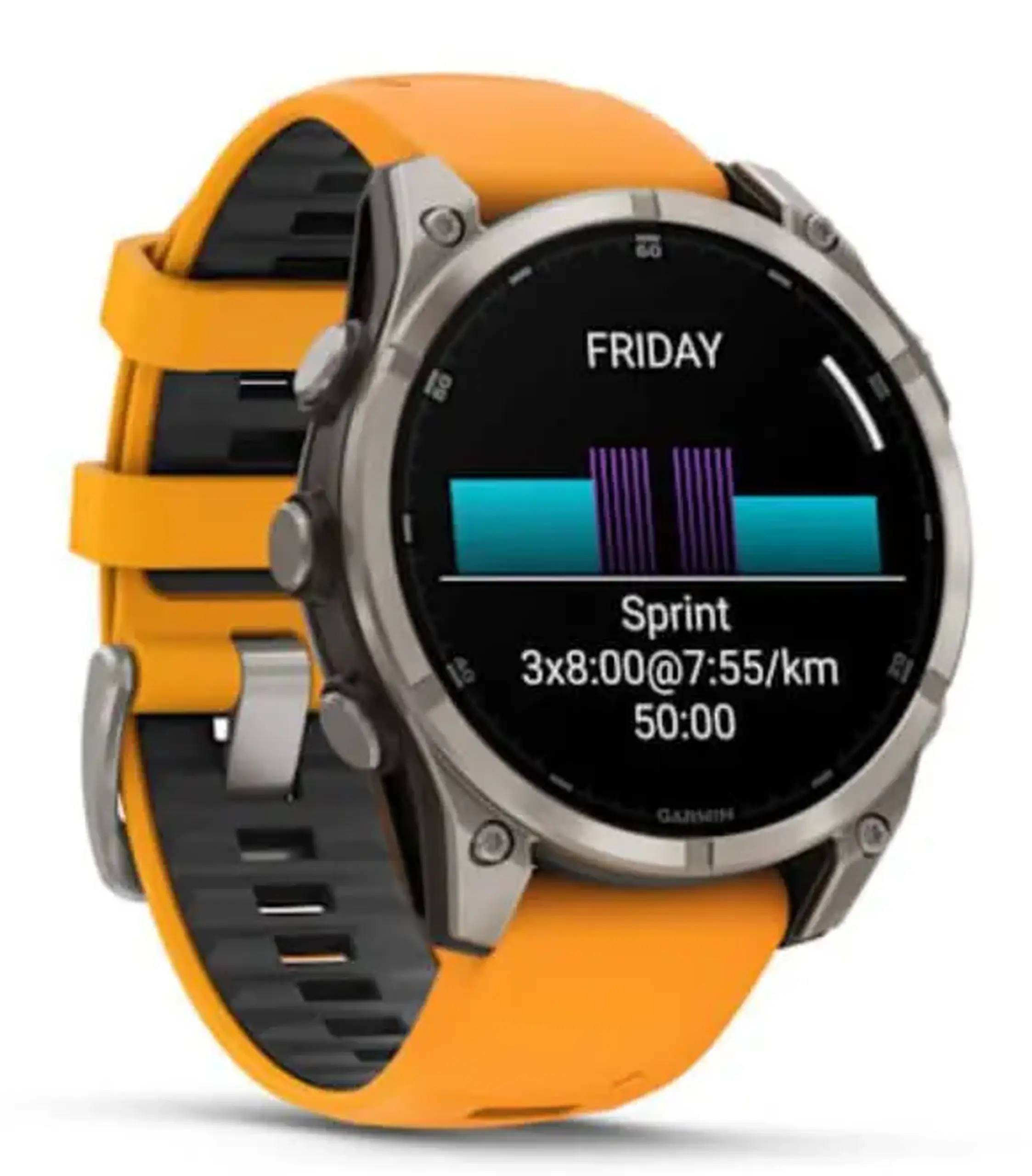 Ceas inteligent Garmin Fenix 8 – 47 mm, Sapphire, Titanium with Spark Orange (010-02904-11)