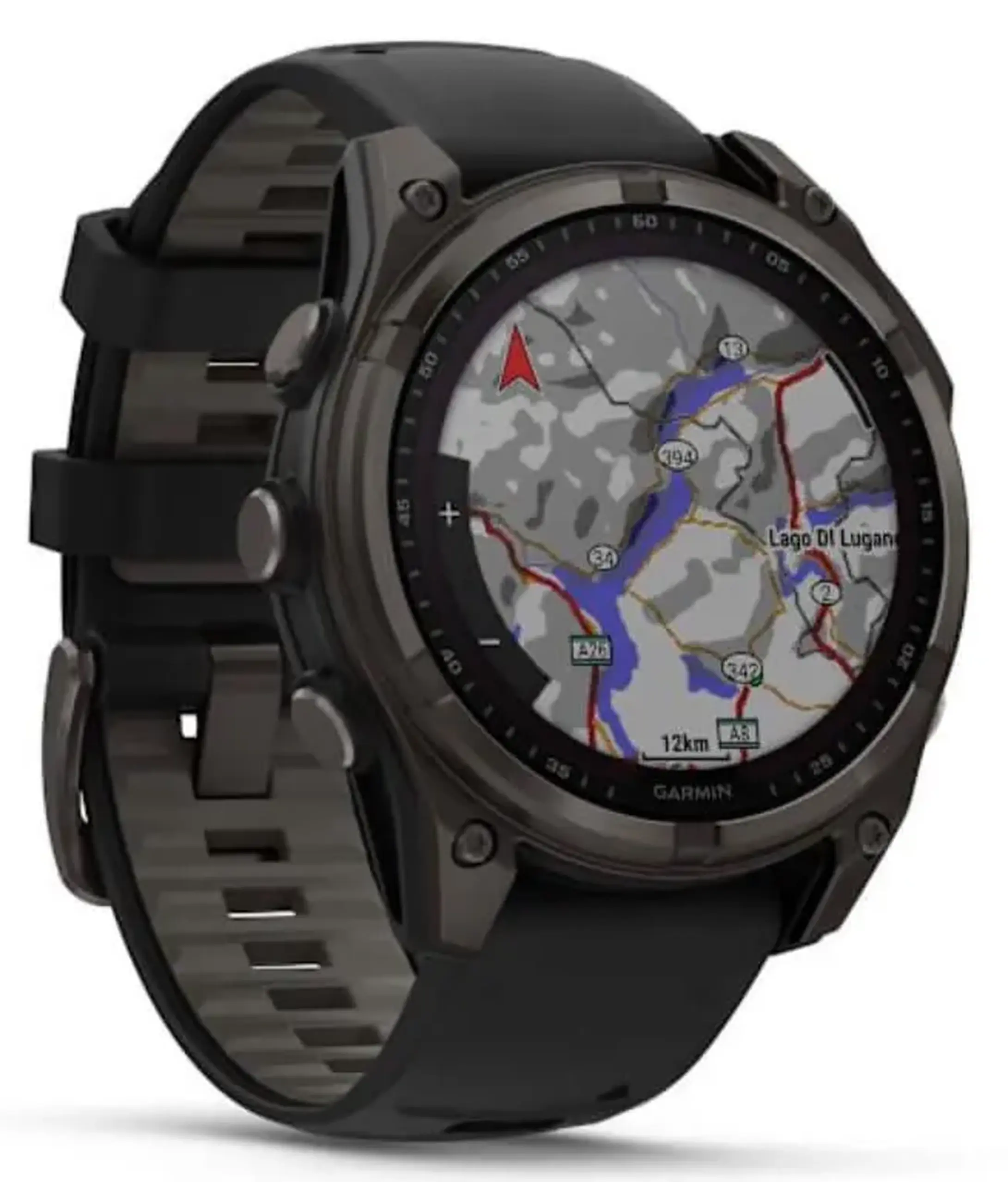 Ceas inteligent Garmin Fenix 8 – 47 mm, Solar, Sapphire, Carbon Gray DLC Titanium with Black (010-02906-11)