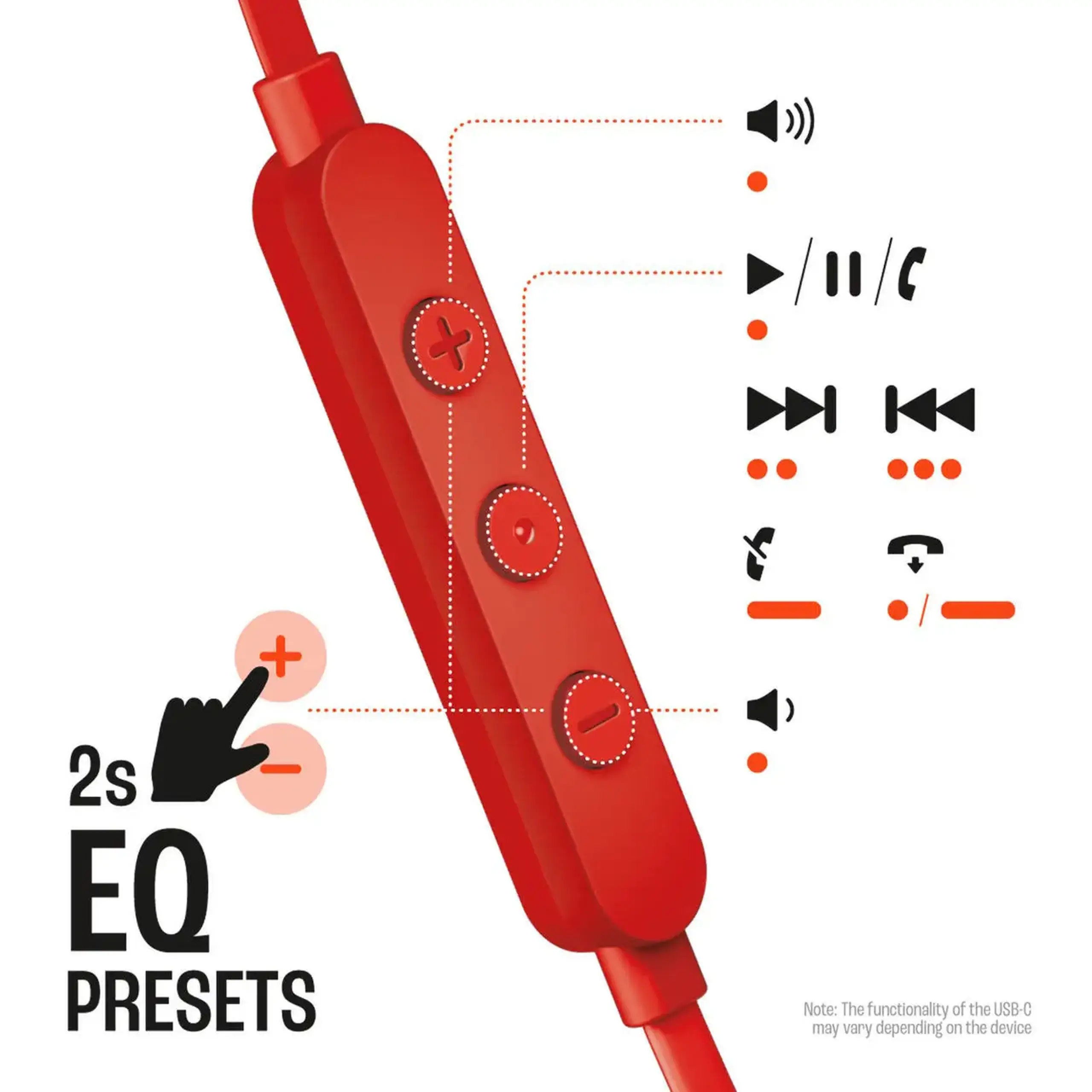 Căști cu fir JBL Tune 310C Red