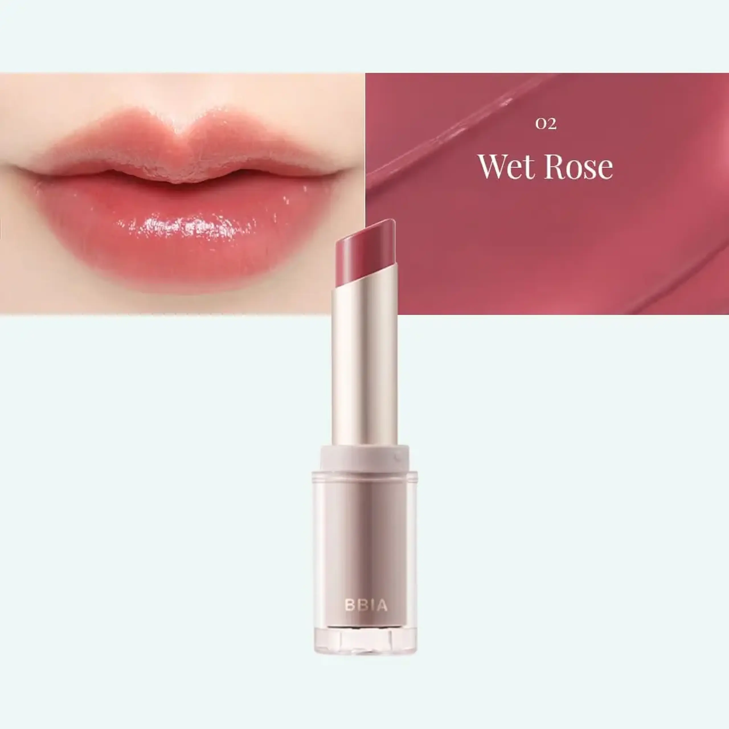 Ruj hidratant cu textură glossy BBIA Ready To Wear Water Lipstick 02 Wet Rose #3258