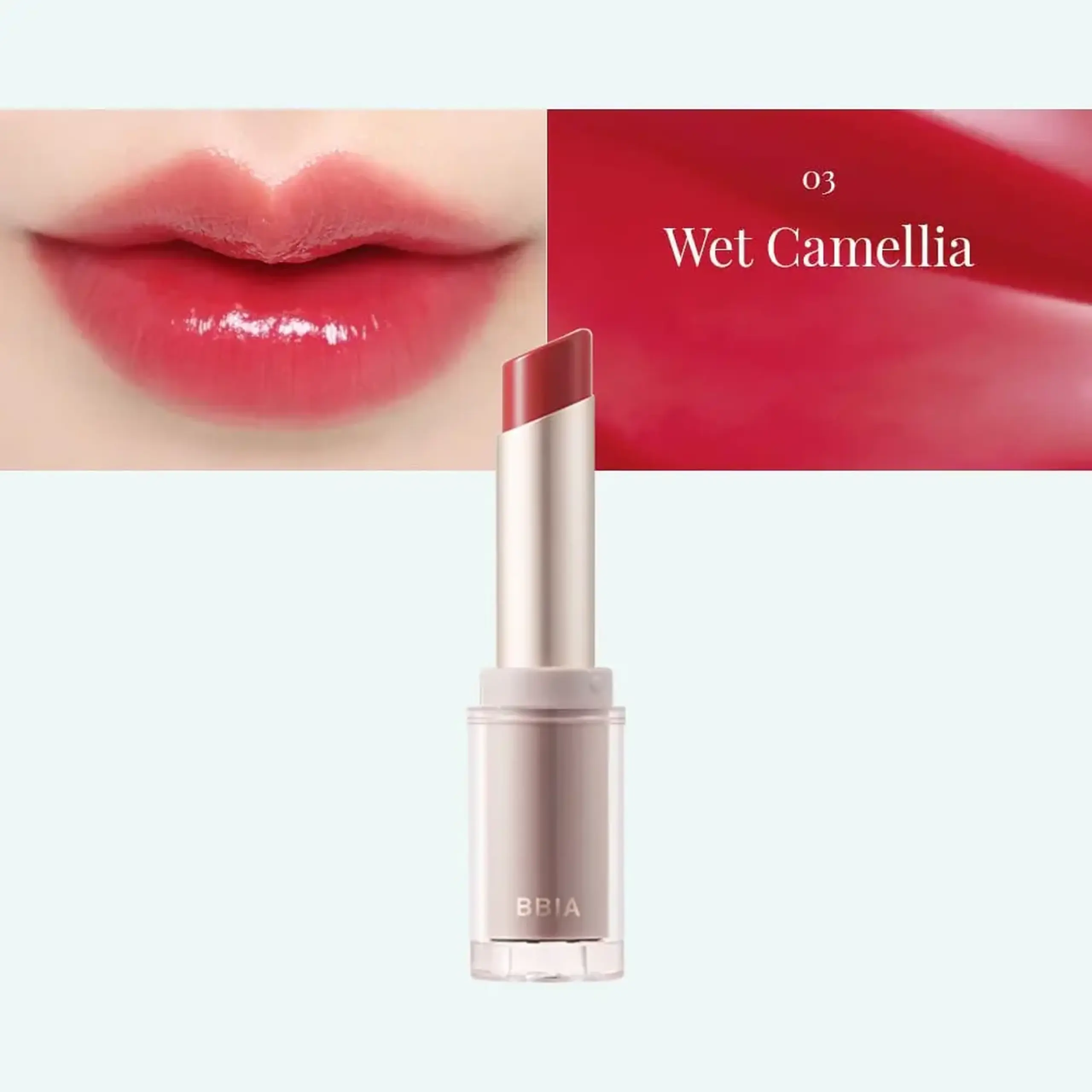 Ruj hidratant cu textură glossy BBIA Ready To Wear Water Lipstick 03 Wet Camellia #3265