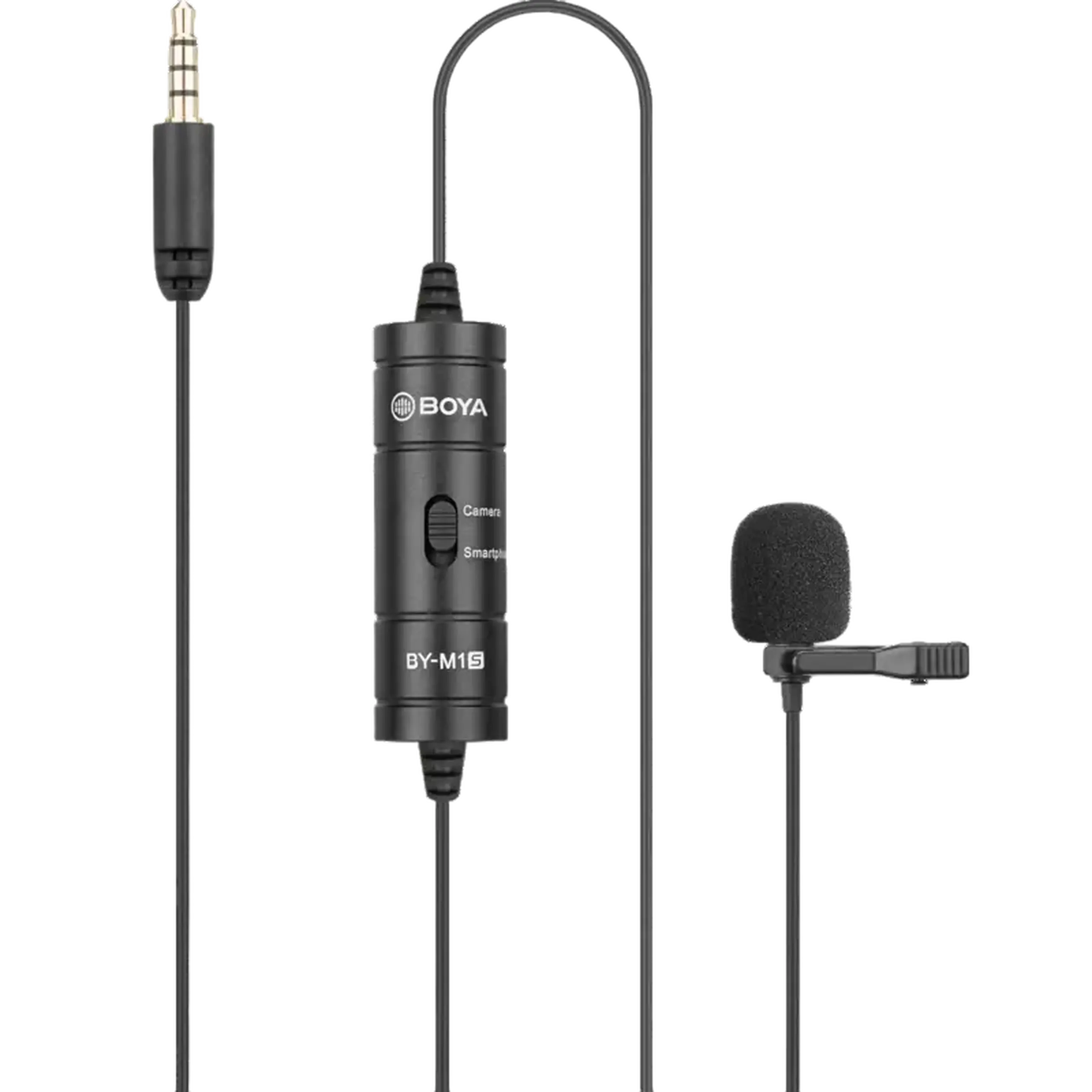 Microfon portabil pentru înregistrare vocală Boya BY-M1S, Cu fir, Negru