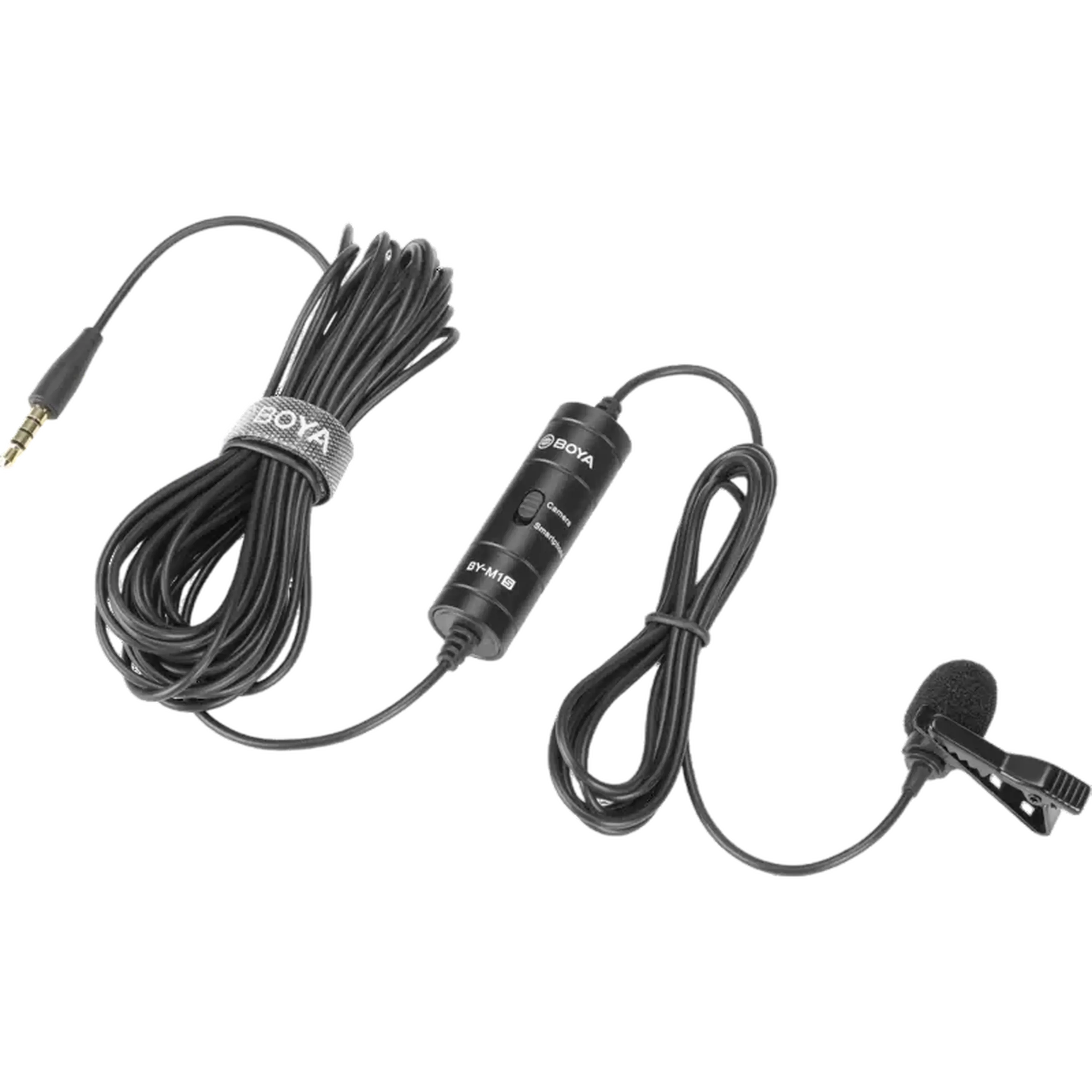 Microfon portabil pentru înregistrare vocală Boya BY-M1S, Cu fir, Negru