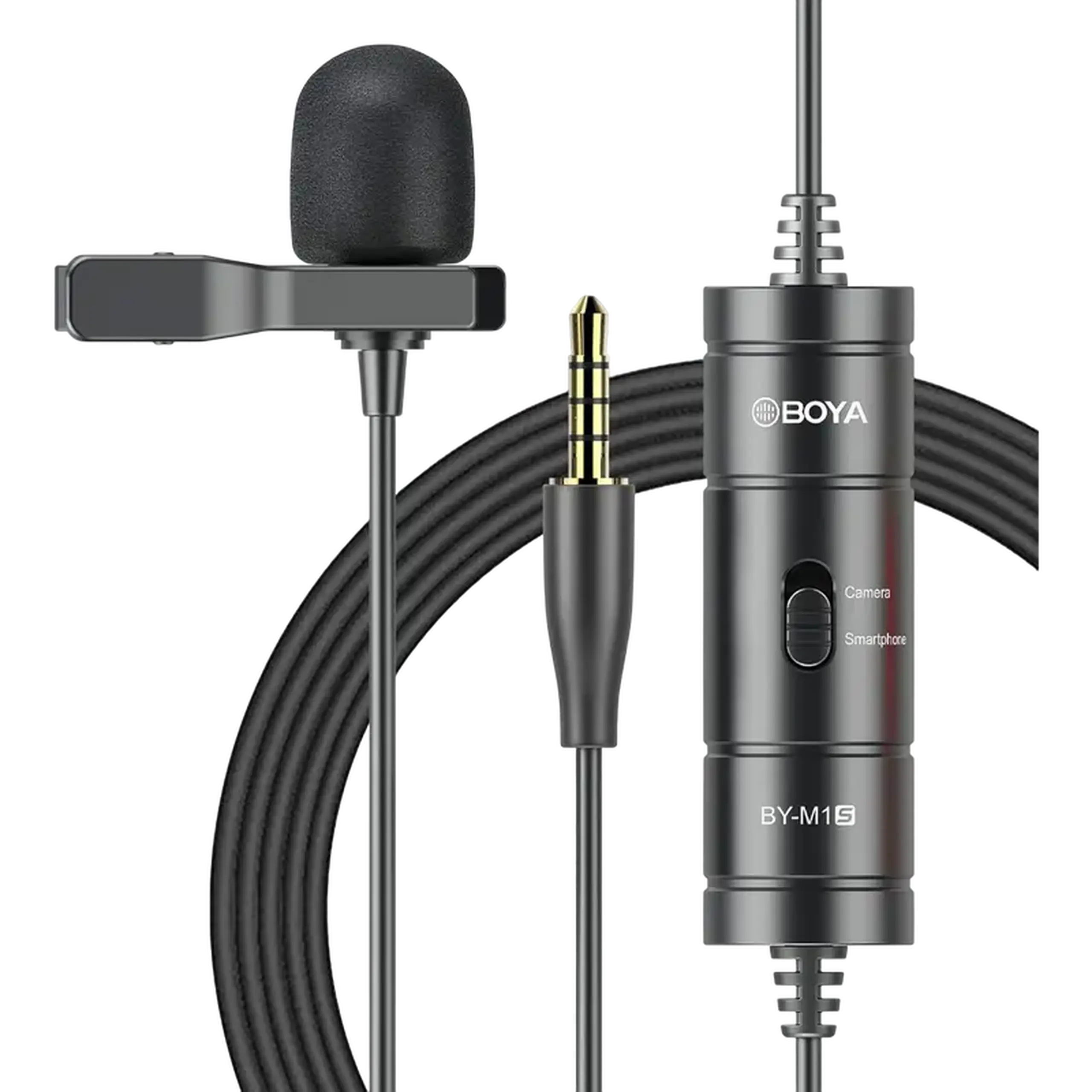 Microfon portabil pentru înregistrare vocală Boya BY-M1S, Cu fir, Negru