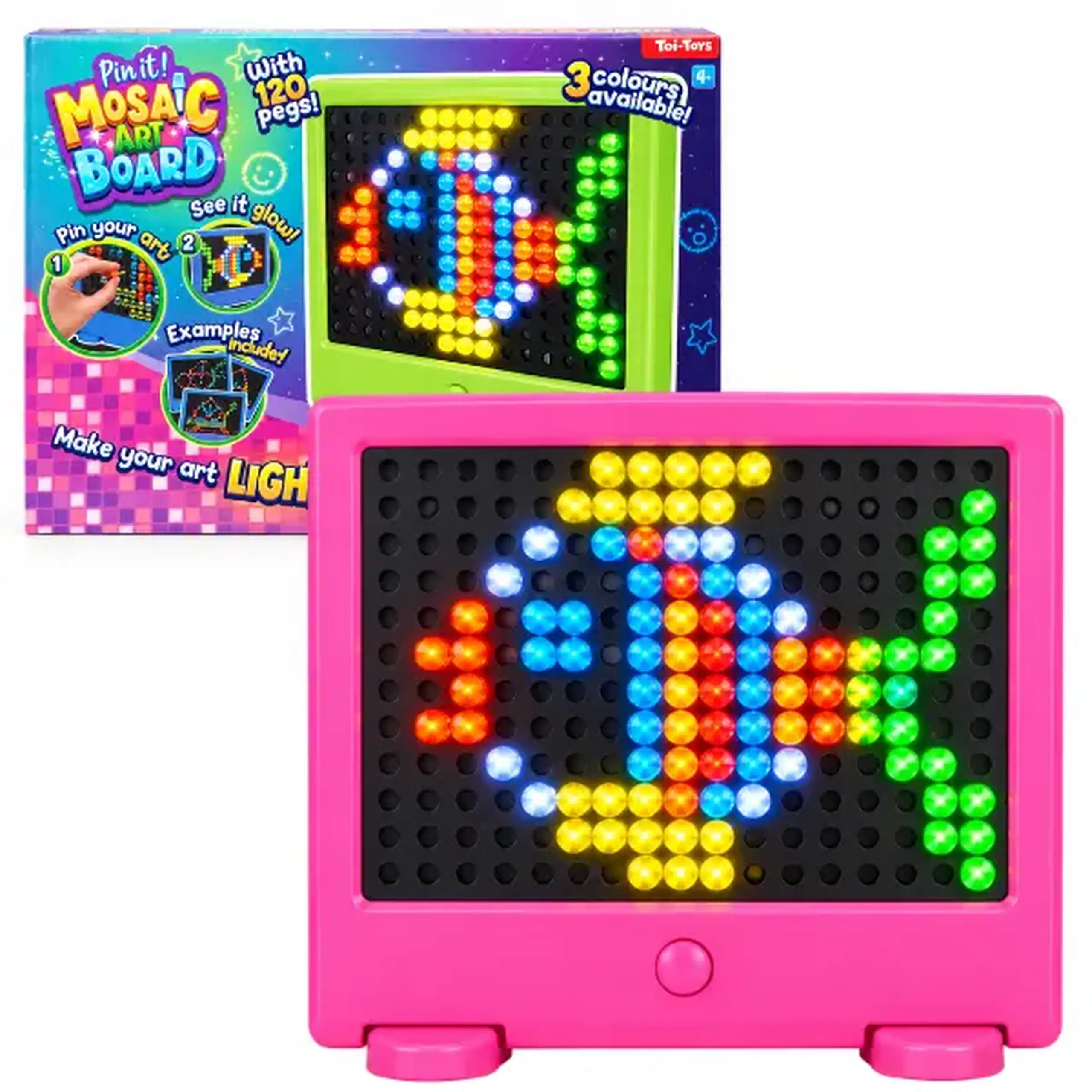 Tablă mozaic „Pin It” cu lumină, 27 cm, 3 culori