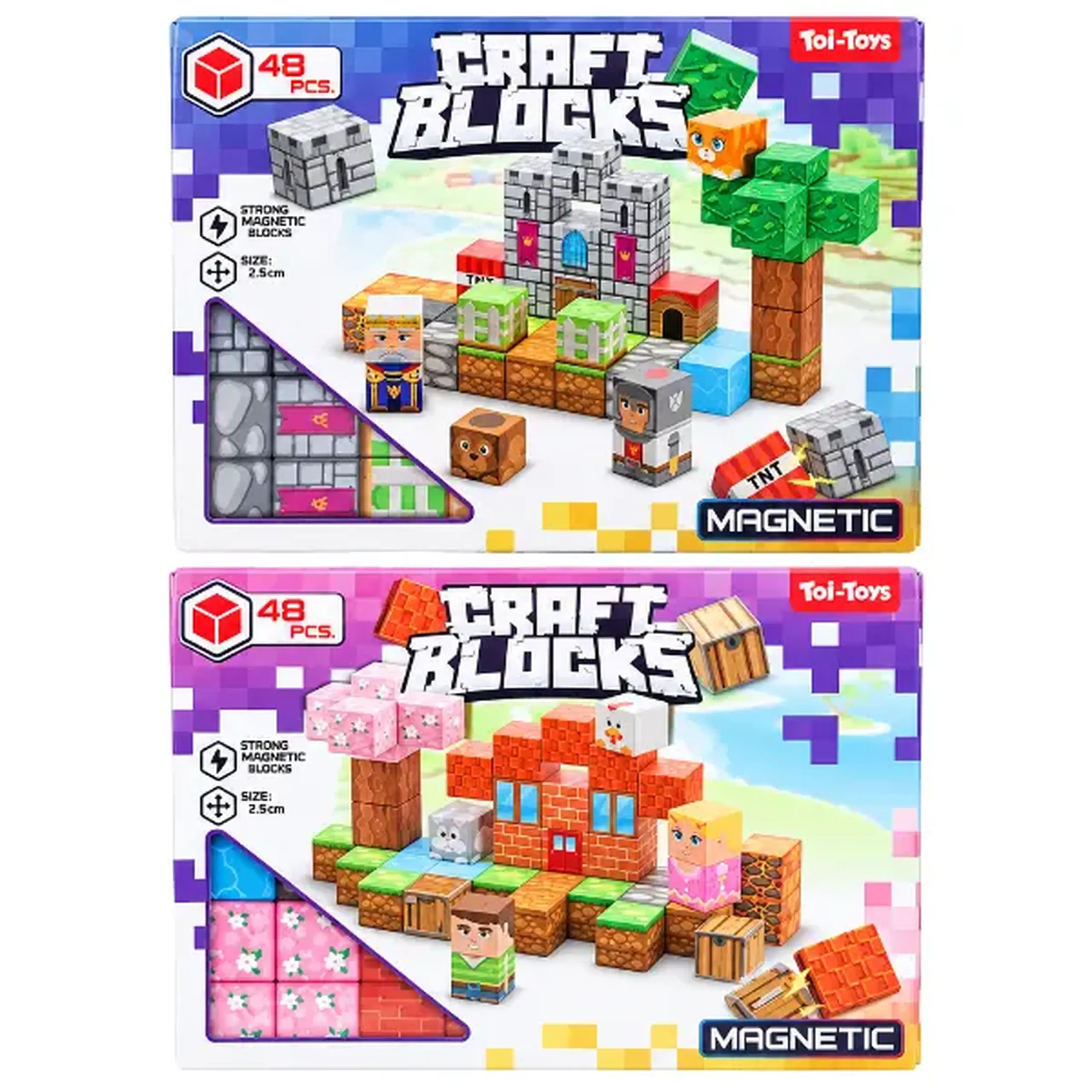 Constructor magnetic „Craftblocks”, 48 de piese, 2 modele
