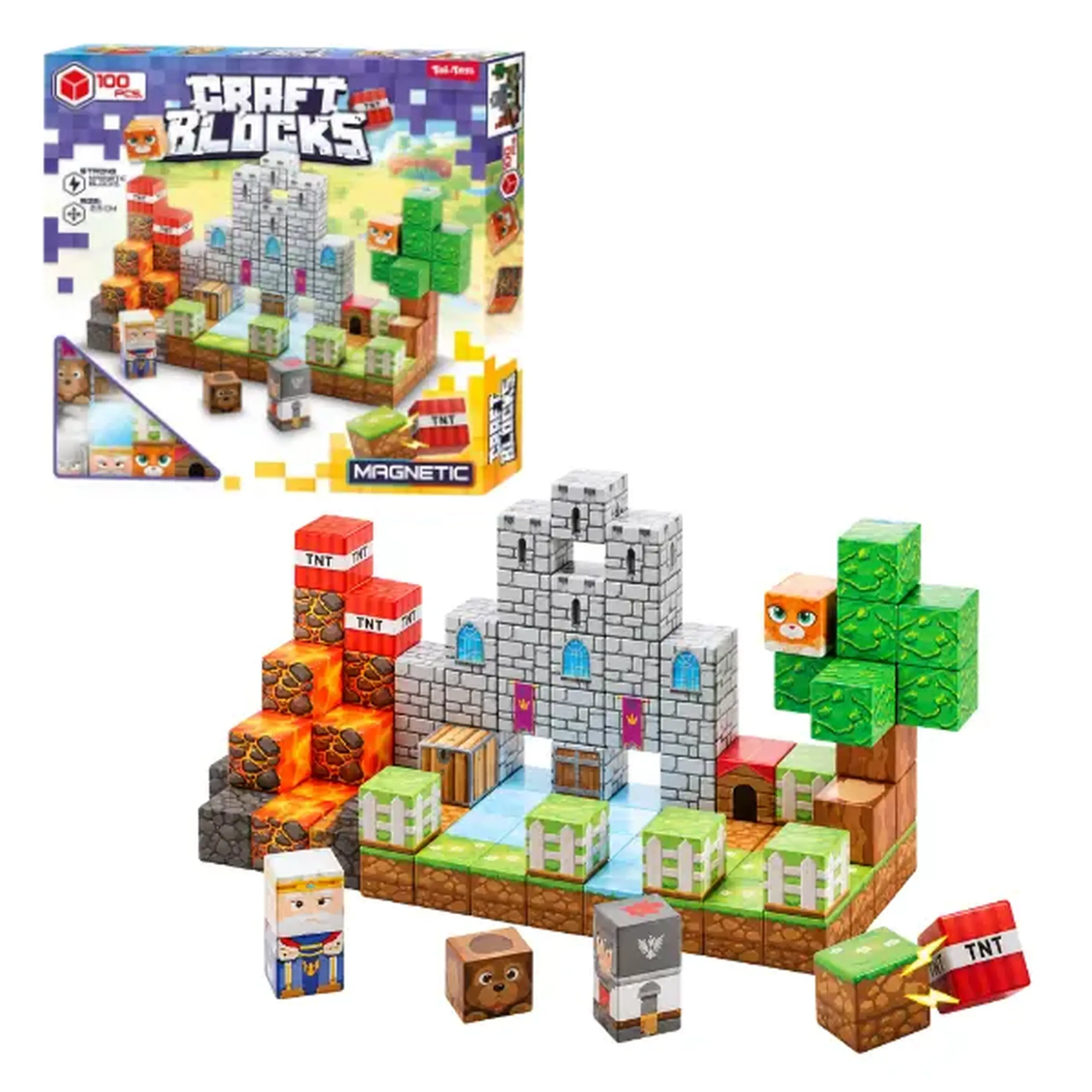 Constructor magnetic „Craftblocks”, 100 de piese