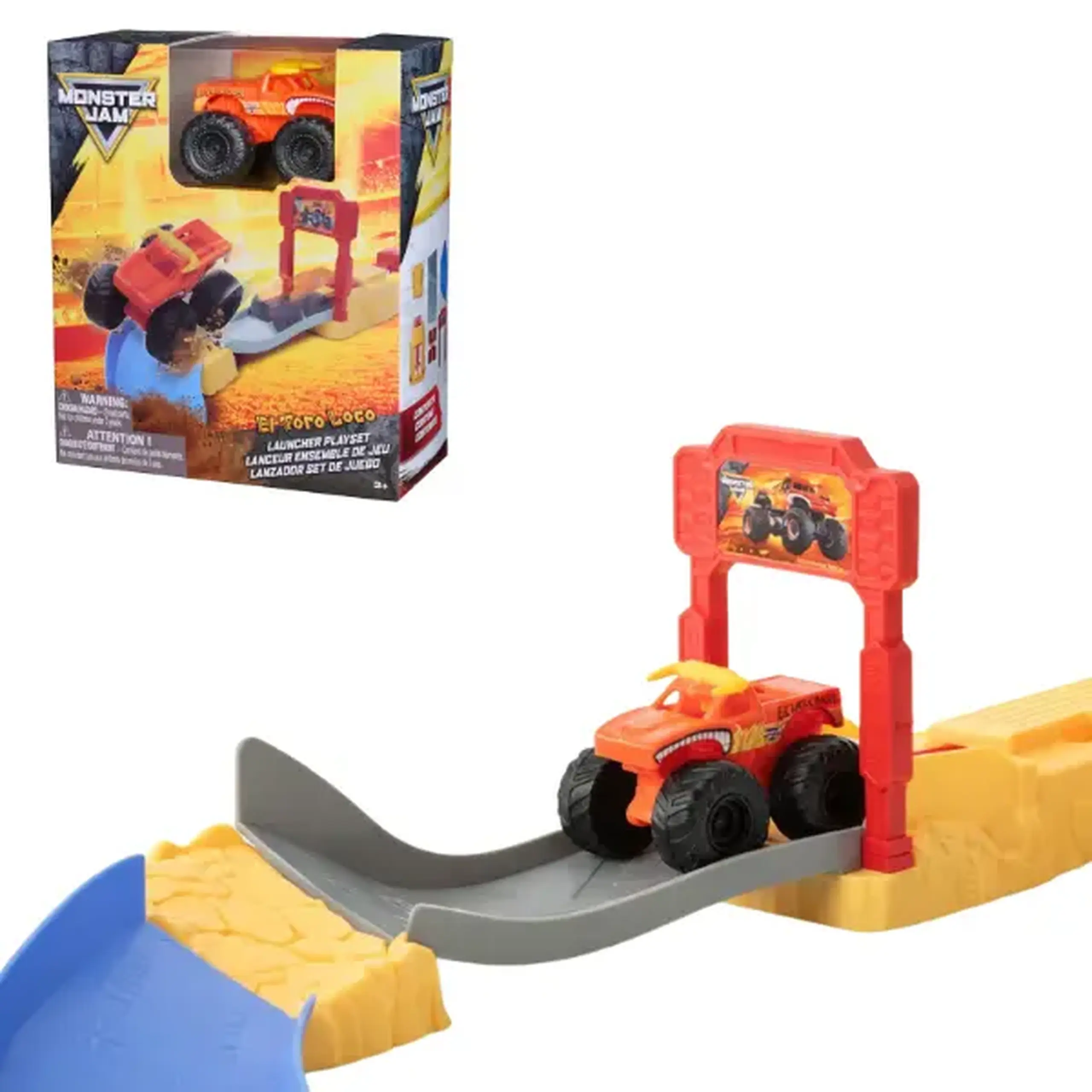 Set de joacă Monster Jam „Super Jump” cu mașinuță, 1:72