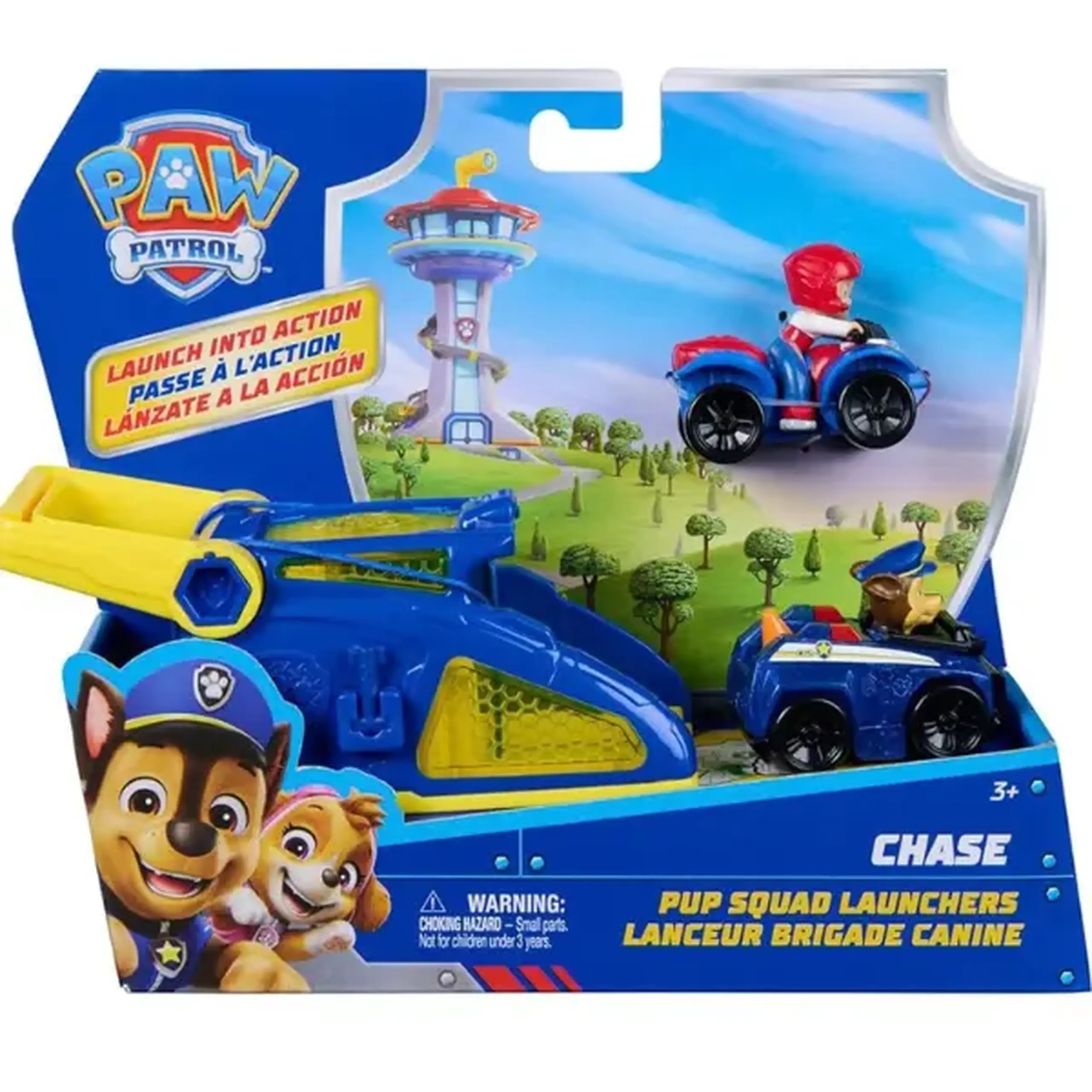 Set de joacă „Patrula Cățelușilor” Chase cu lansator și 2 mașinuțe