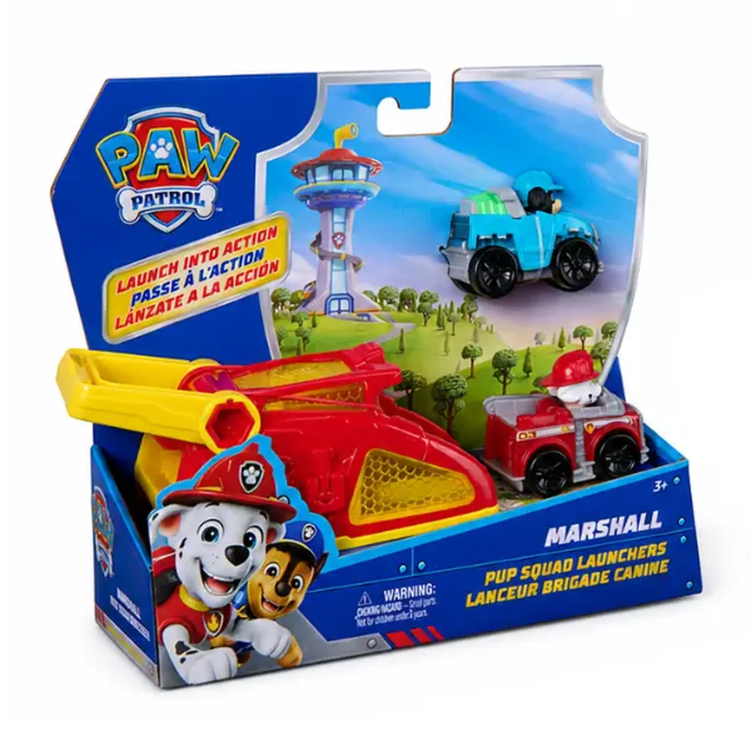 Set de joacă „Patrula Cățelușilor” Marshall cu lansator și 2 mașinuțe