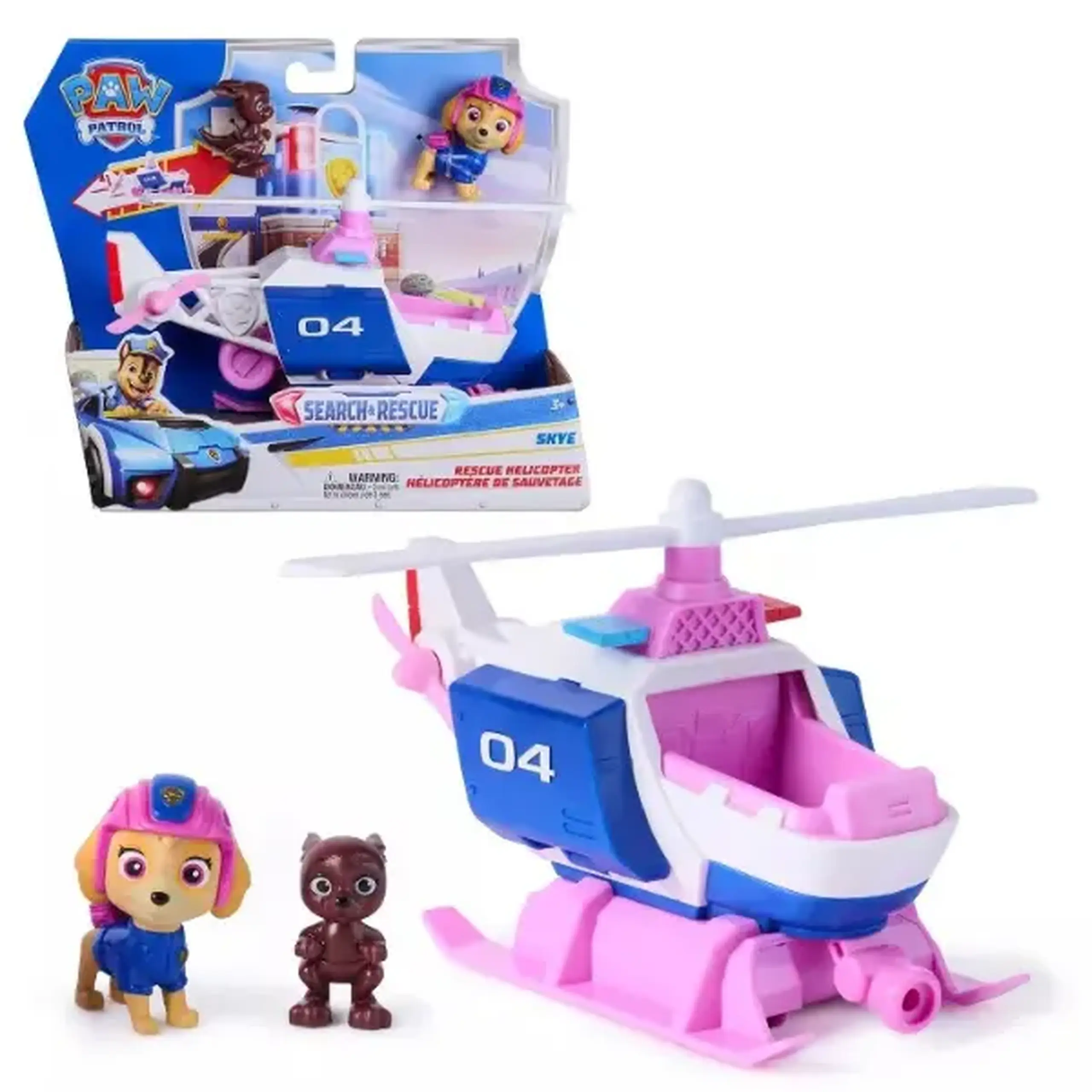 Set de joacă „Patrula Cățelușilor: Căutare și salvare” Skye cu elicopter și 2 figurine