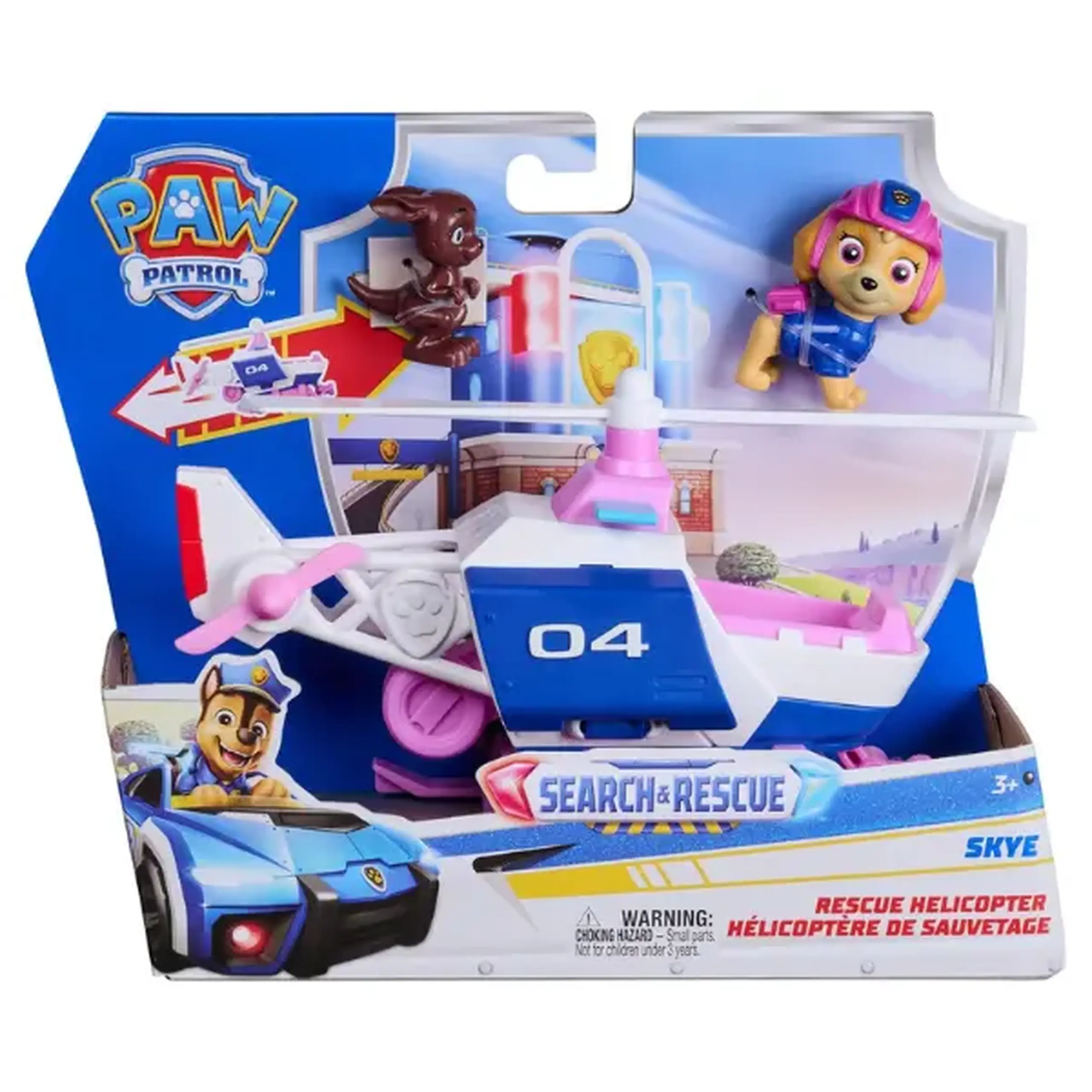 Set de joacă „Patrula Cățelușilor: Căutare și salvare” Skye cu elicopter și 2 figurine
