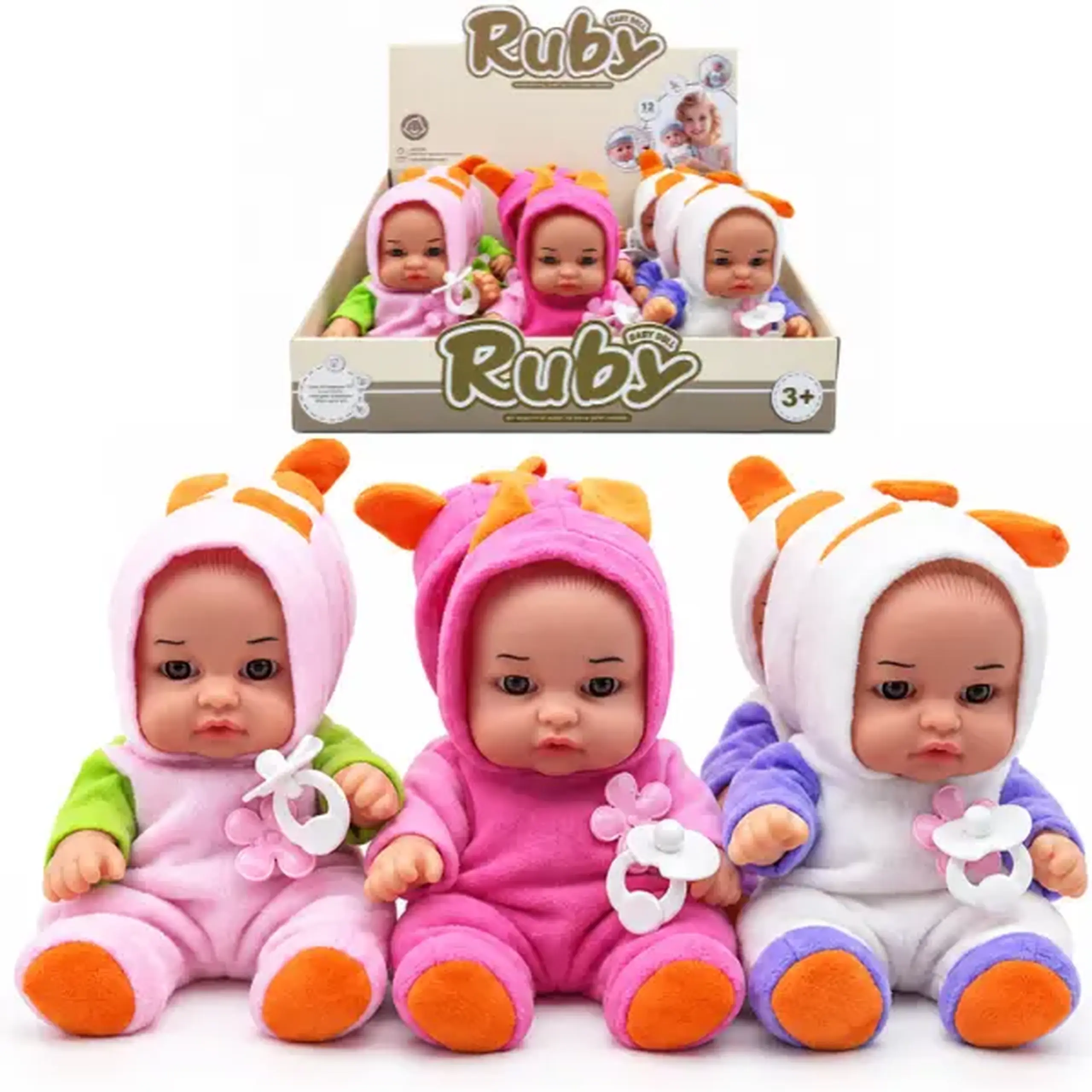 Bebeluș cu efecte sonore în costumaș, 25 cm, 3 modele