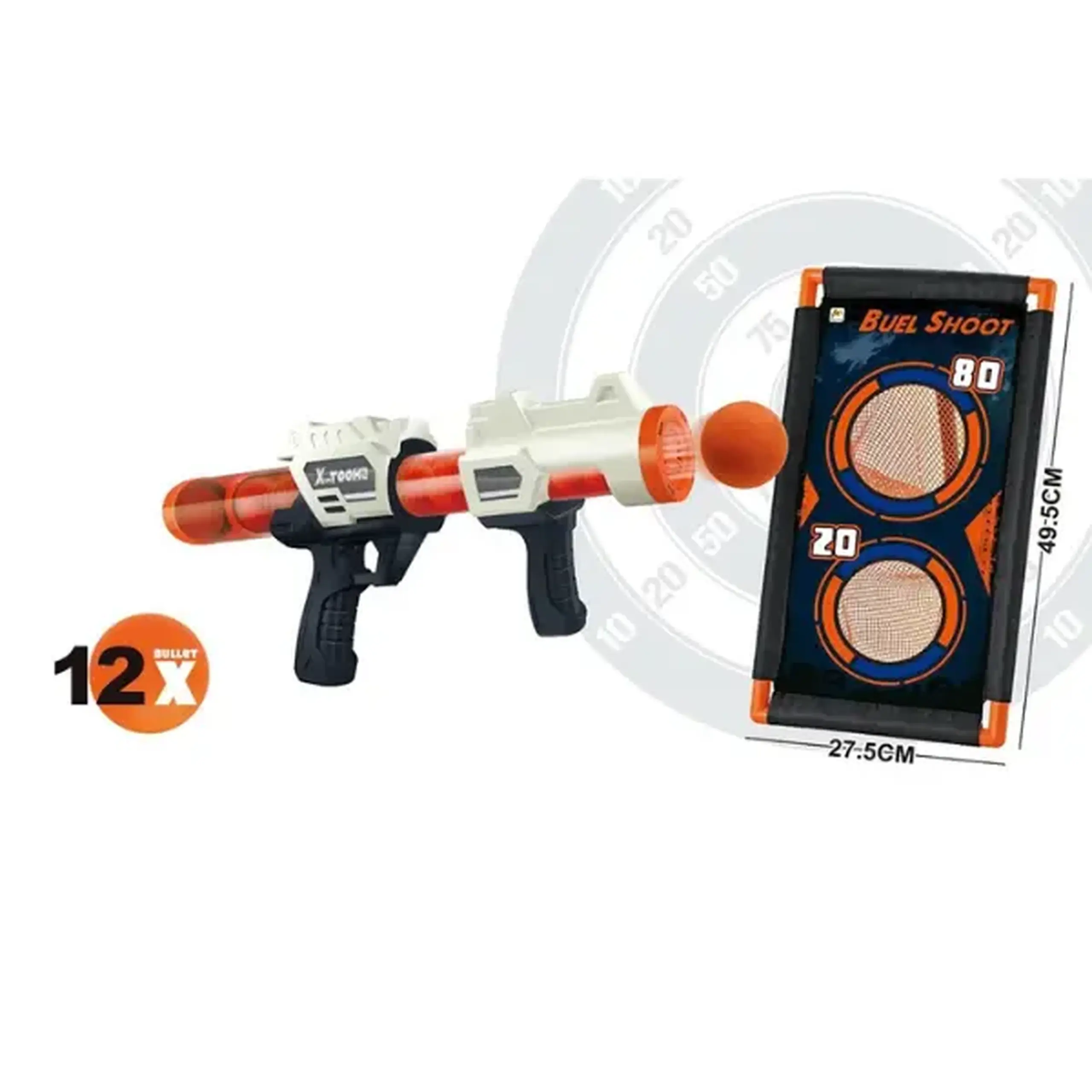 Blaster „Lovitură precisă” cu țintă mare și 12 bile moi, 42 cm