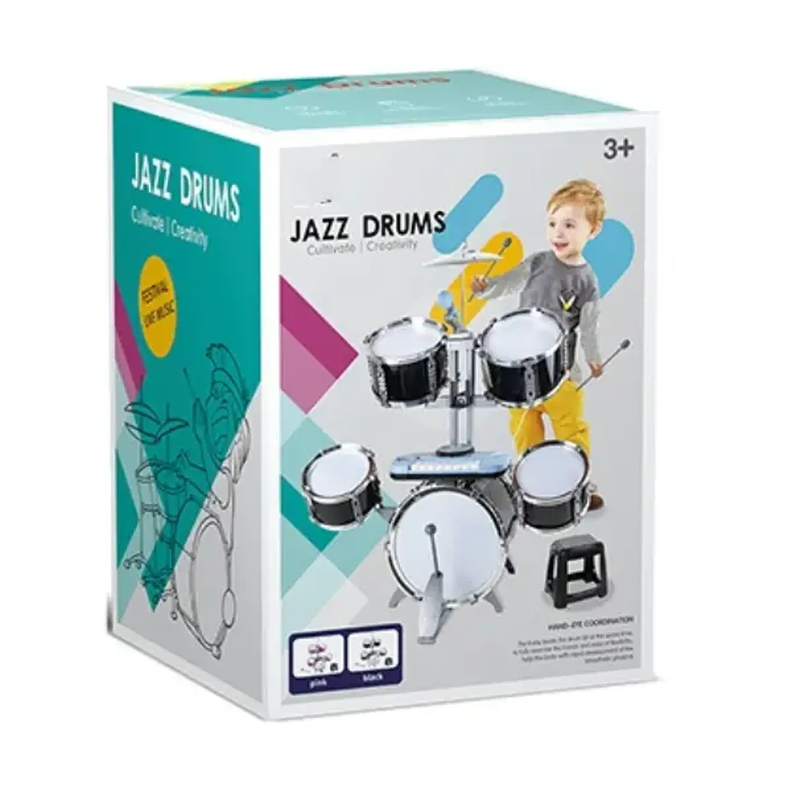 Set de tobe pentru copii Jazz Drums cu sintetizator și scăunel, 80 cm