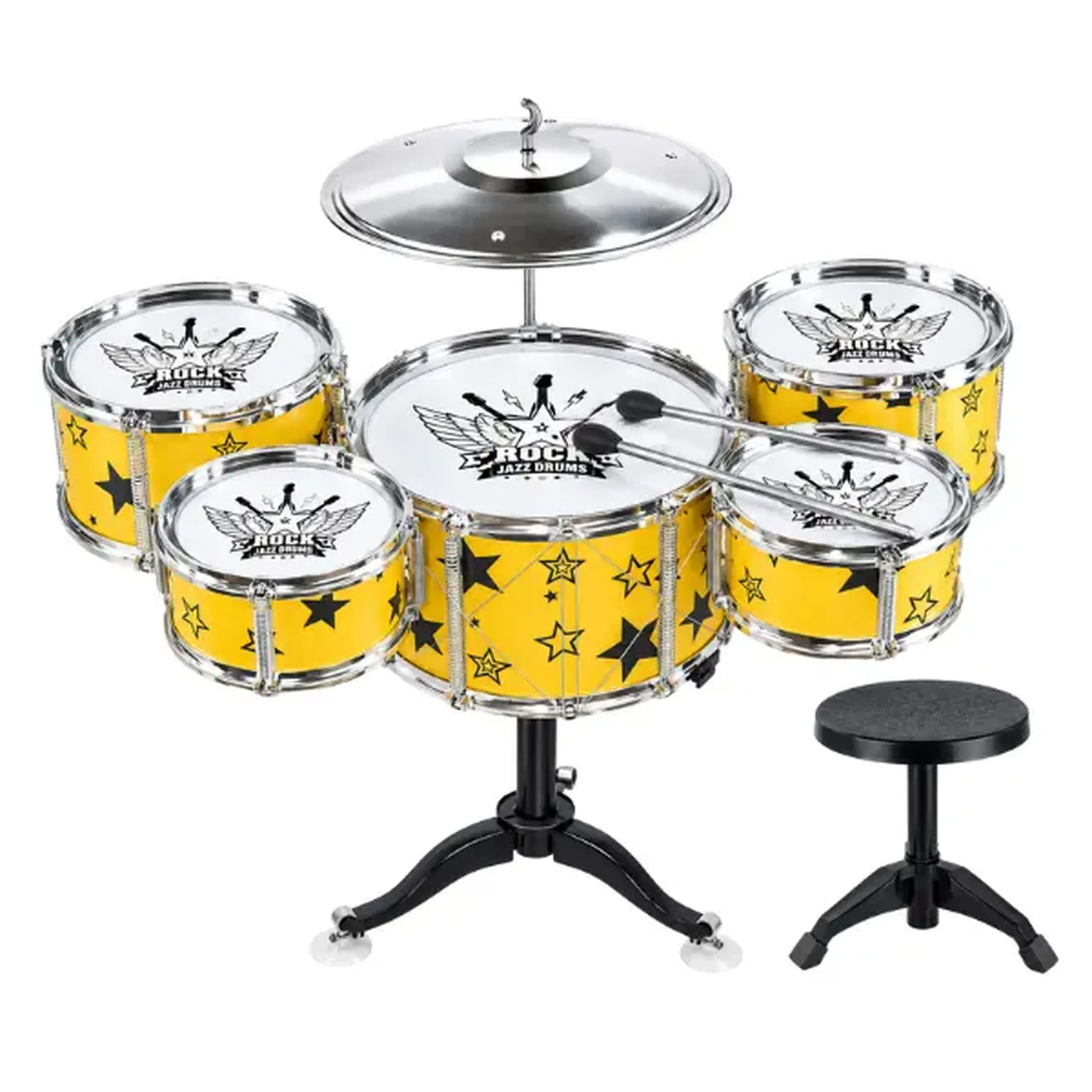 Set de tobe pentru copii Jazz Drums cu scăunel, 58 cm